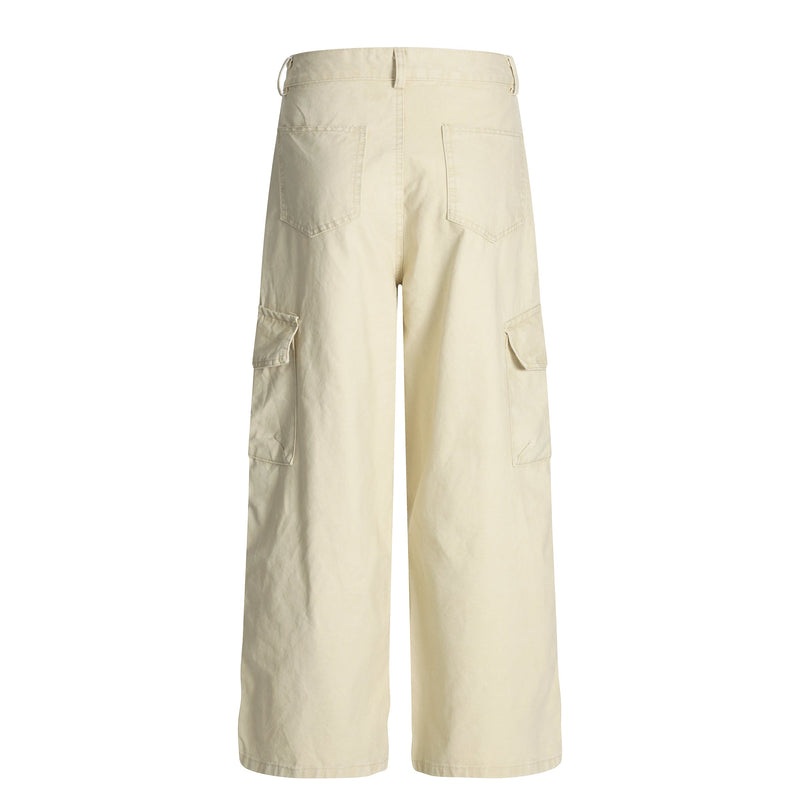 Chenille Cartoon Patch Cargo Pants | Wide-Leg Streetwear