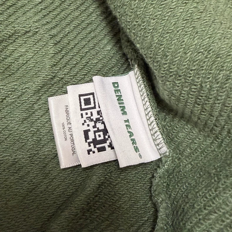 Denim Tears Cotton Wreath Puff Print Zip-Up Hoodie – Green