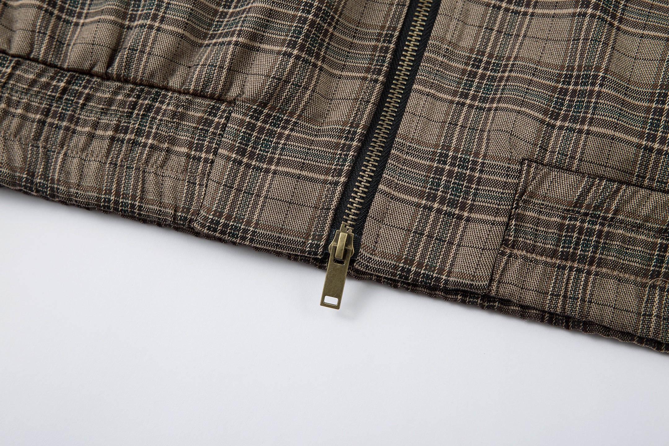 Vintage Plaid Stand-Collar Zip Jacket | Retro Check Pattern