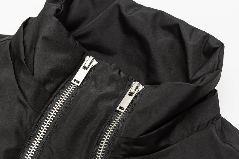 Omirad Dual-Zip Hooded Tech Puffer Jacket | Black Oversized