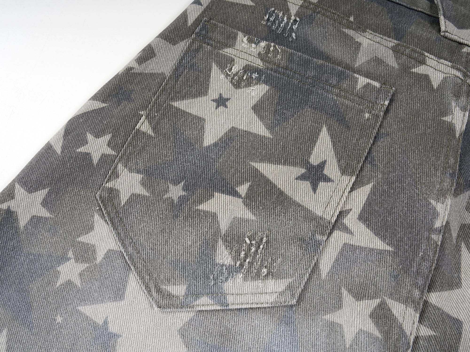 All-Over Star Print Washed Wide-Leg Denim Pants | Y2K Style
