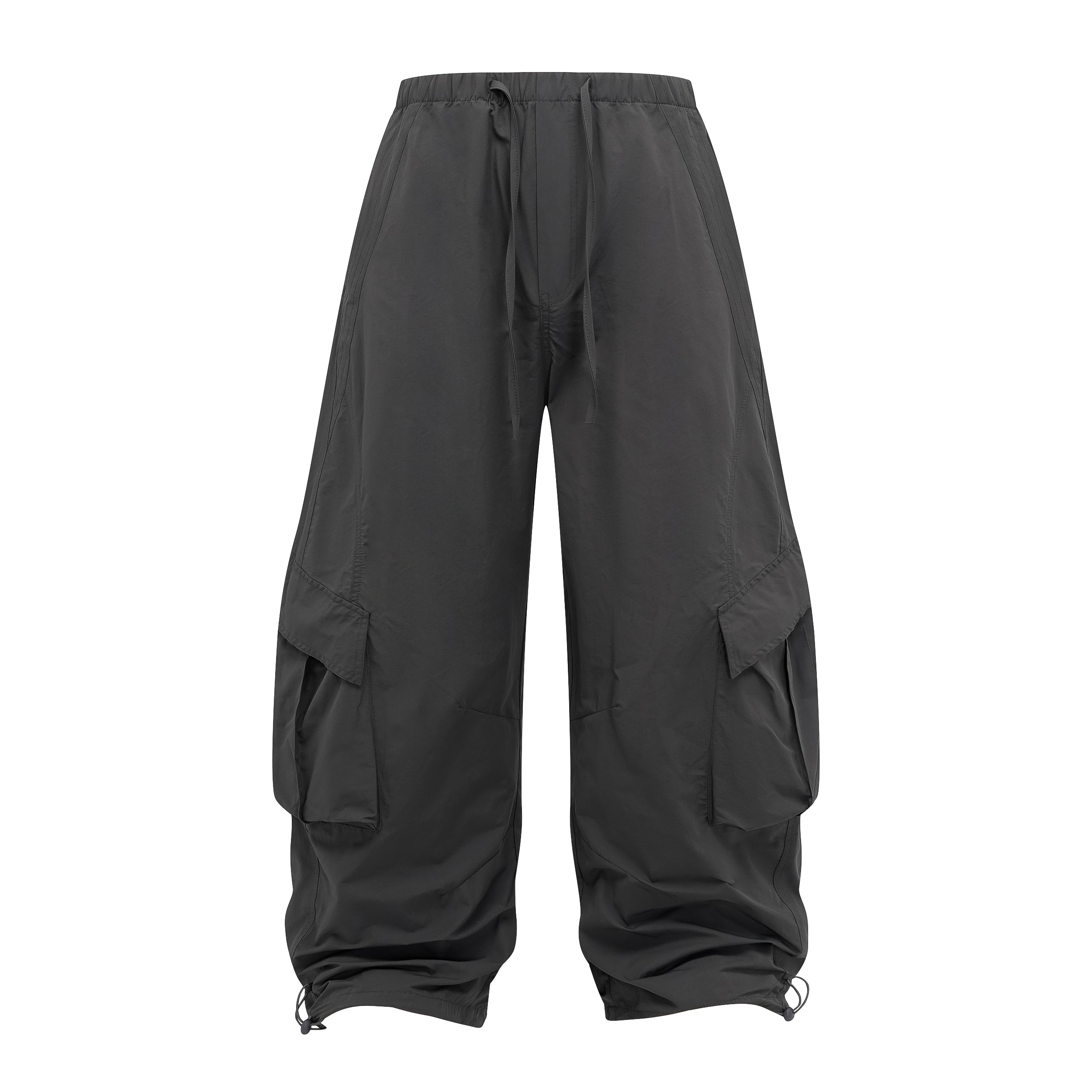 Wide-Leg Utility Cargo Pants | Drawstring Waist & Toggle Hem