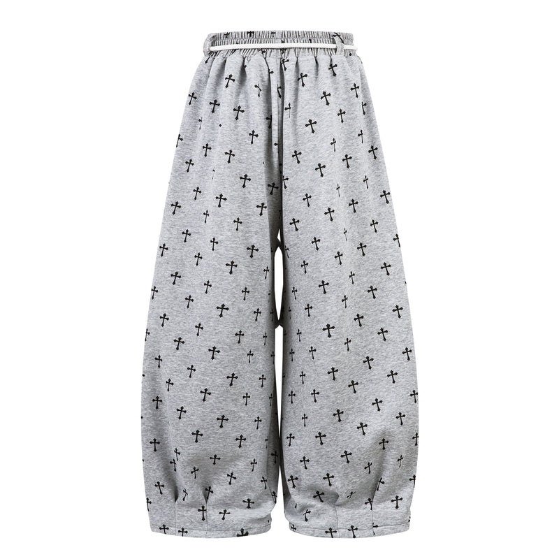 Omirad Cross Print Sweatpants | Gothic Streetwear Joggers