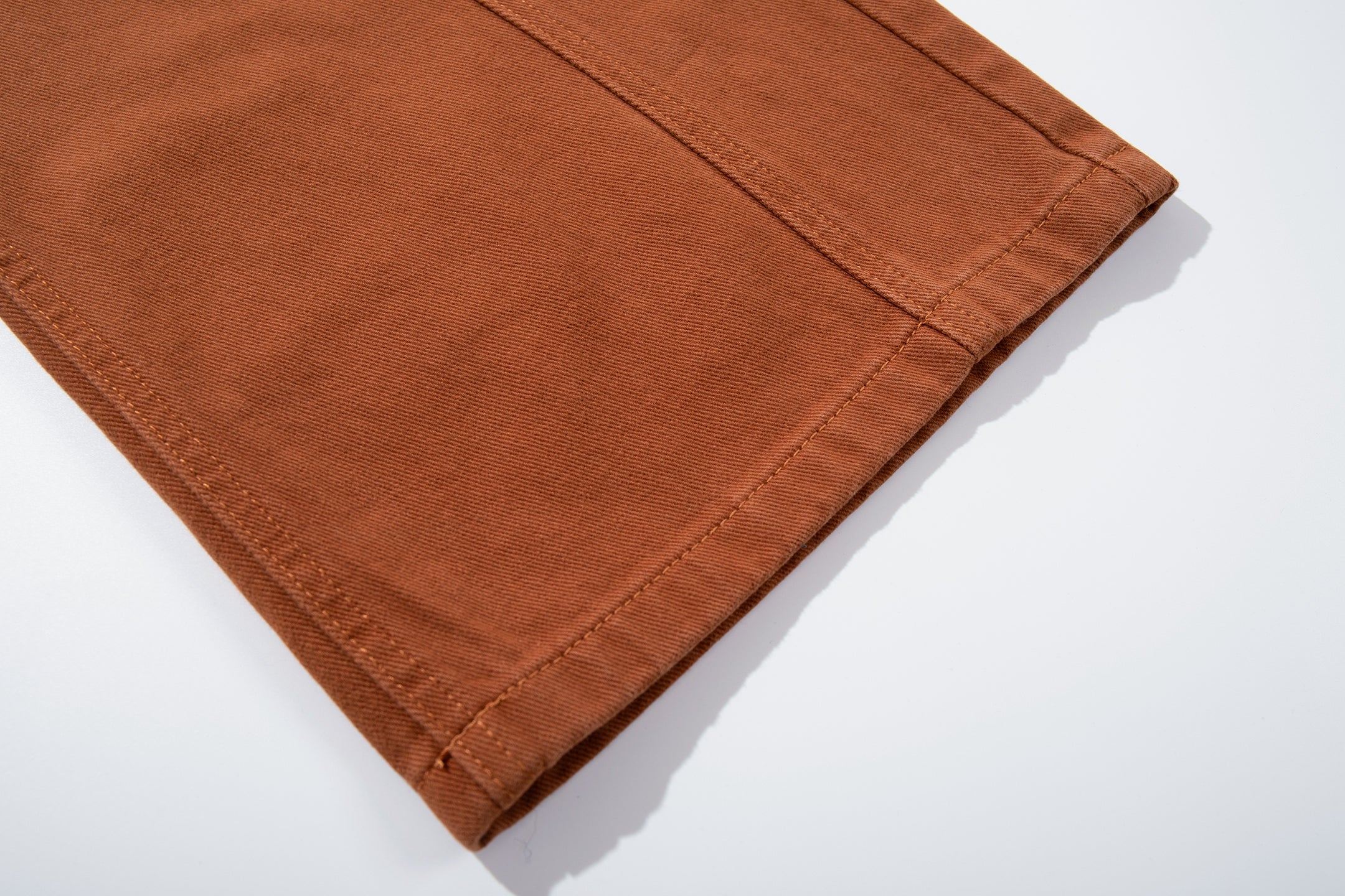 Curved-Panel Wide-Leg Jeans | Rust Brown Cotton Twill