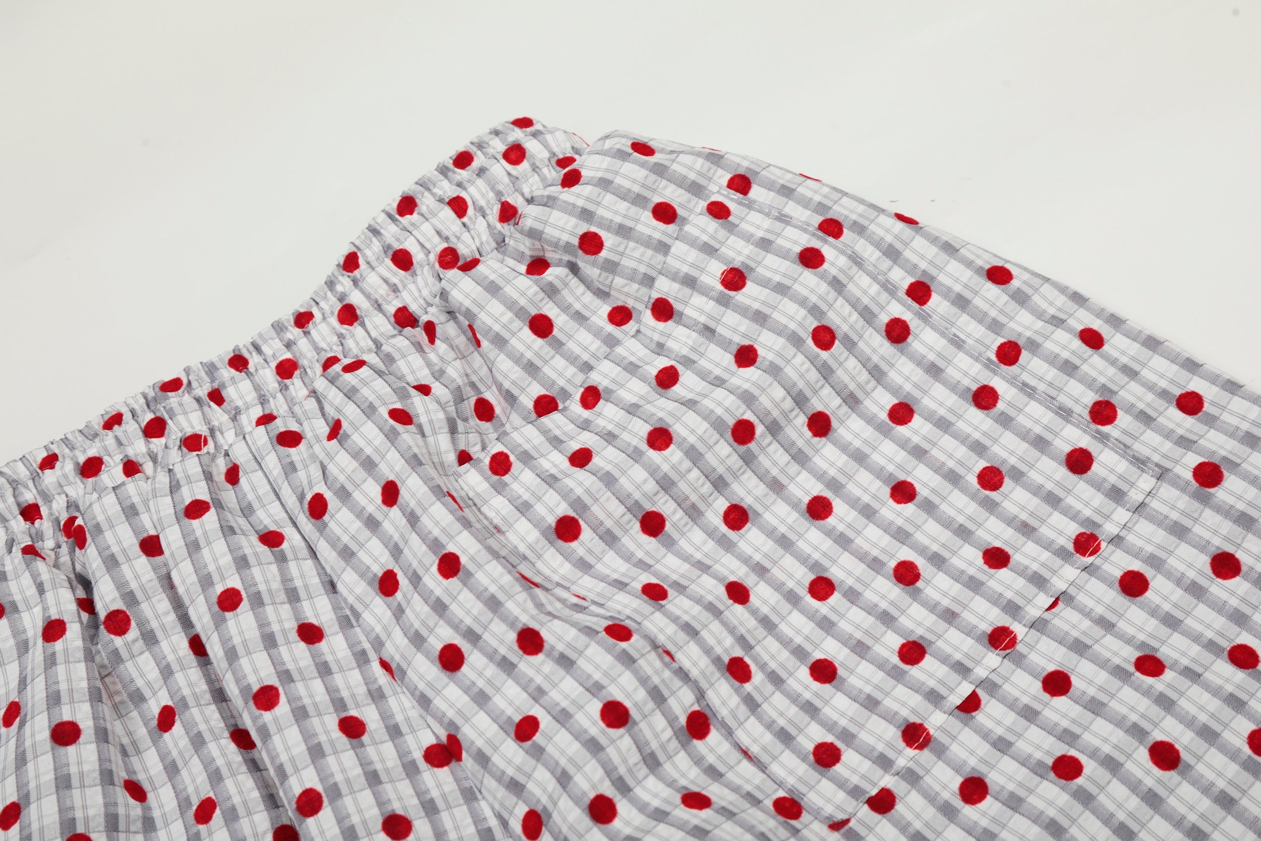 Omirad Polka Dot Wide-Leg Pants | Red Dot Grid Print