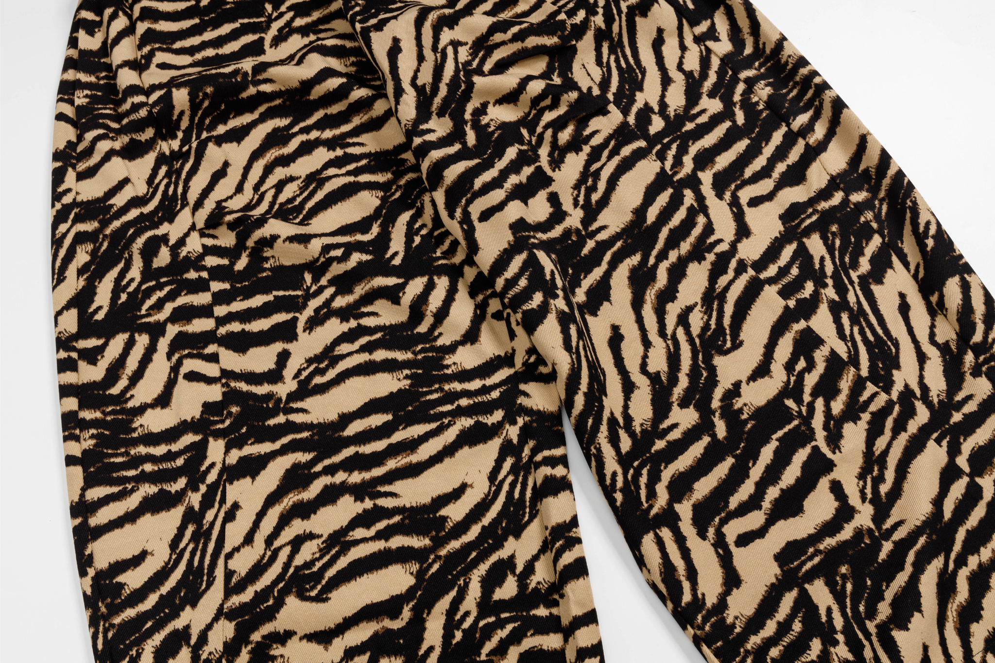 Zebra Print Wide-Leg Pants with Asymmetric Wrap Panel