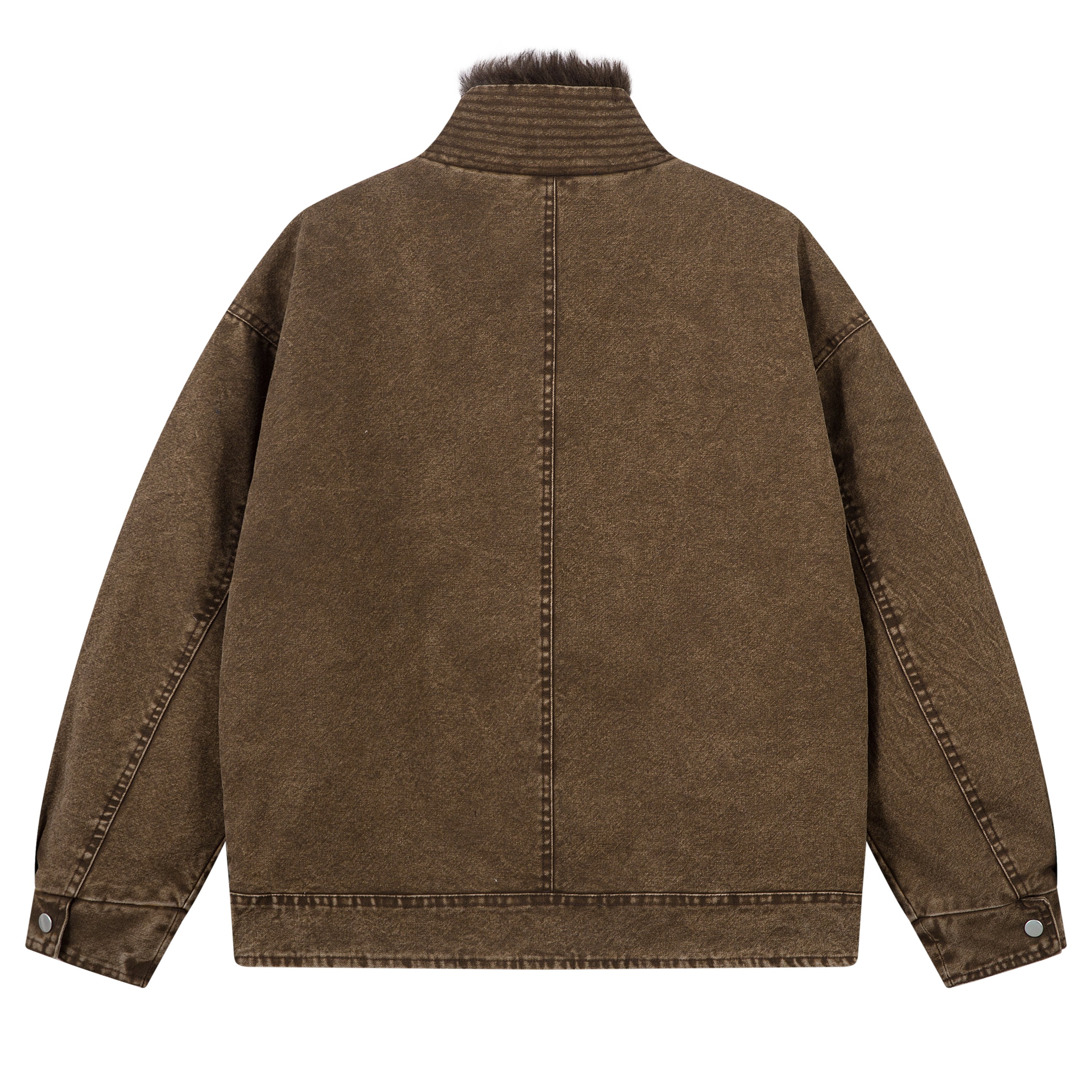 Fur-Lined Toggle Jacket | Vintage Washed Streetwear Coat