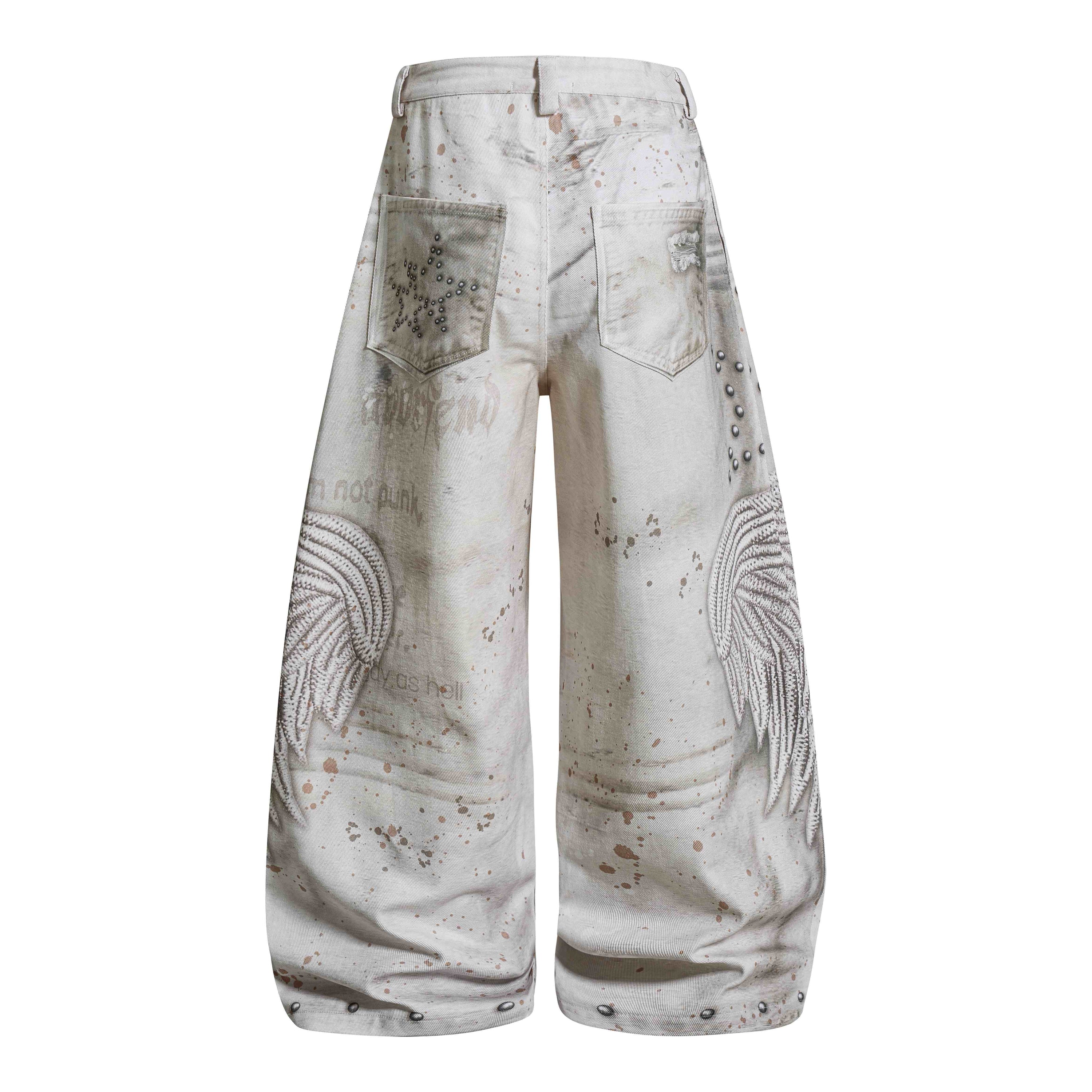 Omirad Vintage Angel Wing Balloon Jeans | Gothic Streetwear