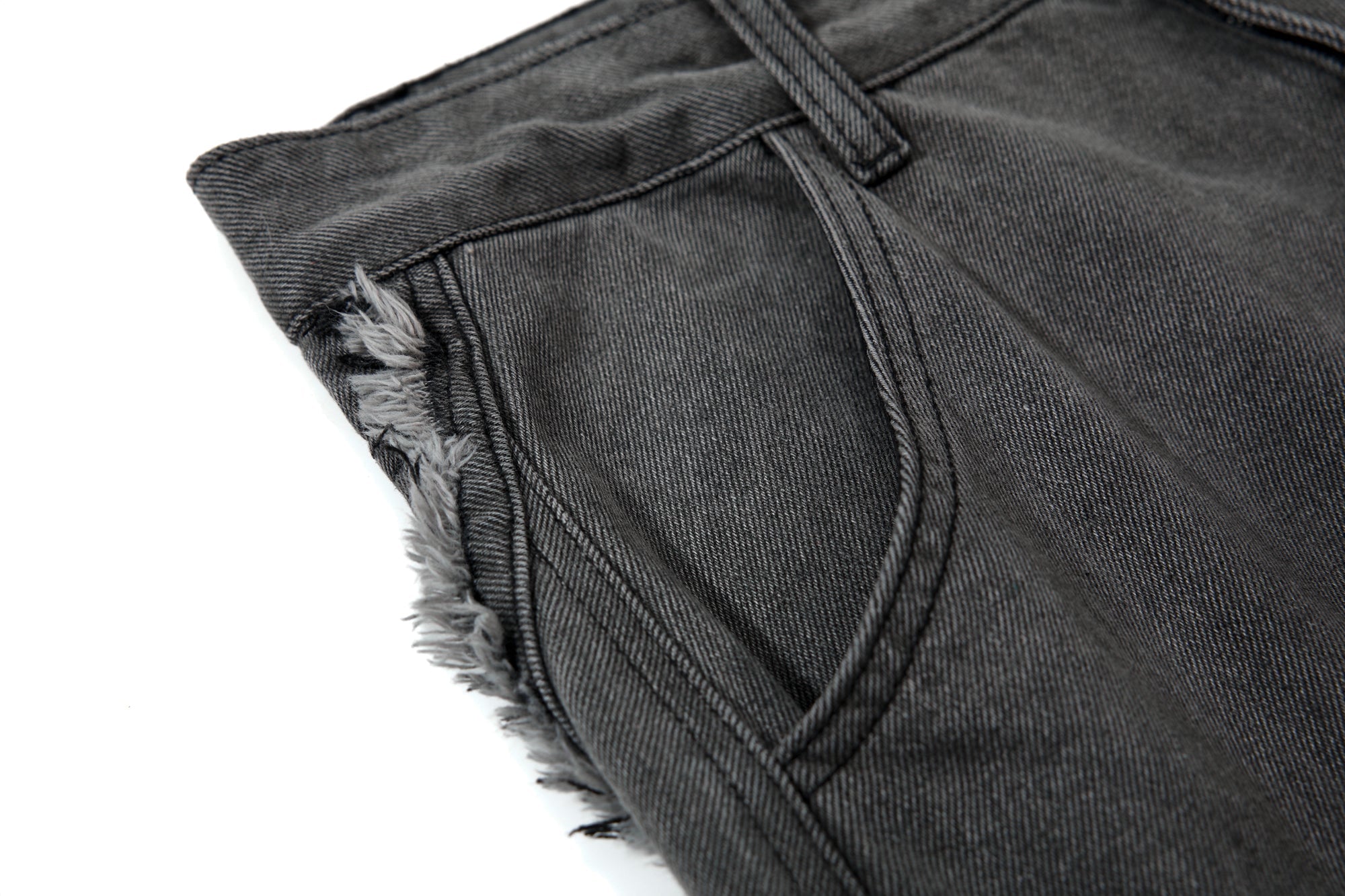 Omirad Washed Frayed Curved Cargo Jeans | Wide-Leg