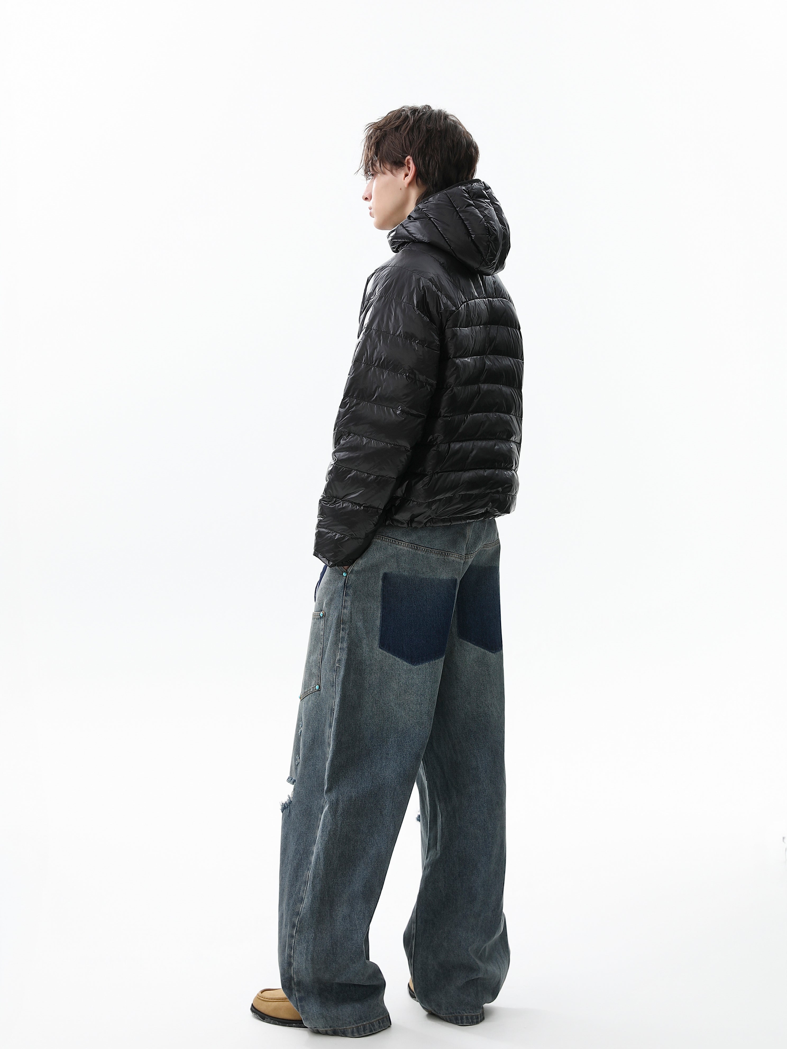 Omirad Lightweight Nylon Puffer Pullover Jacket with Hood
