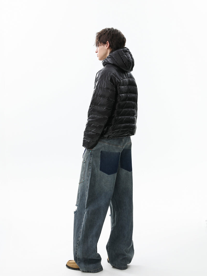 Omirad Lightweight Nylon Puffer Pullover Jacket with Hood