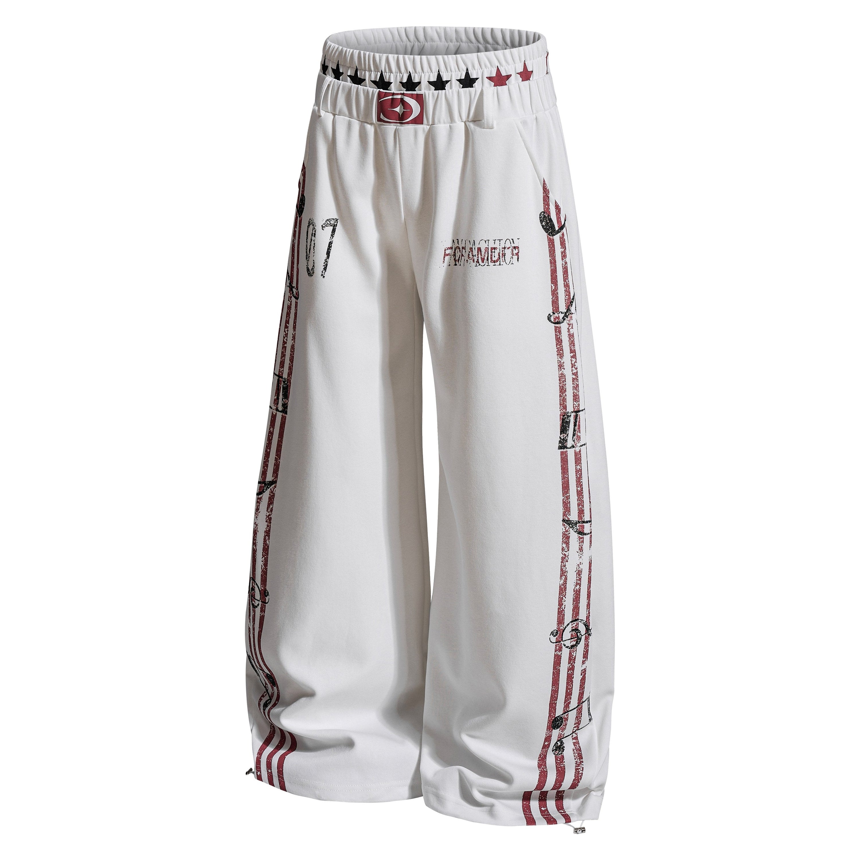 Omirad Vintage Stripe Graphic Wide-Leg Sweatpants