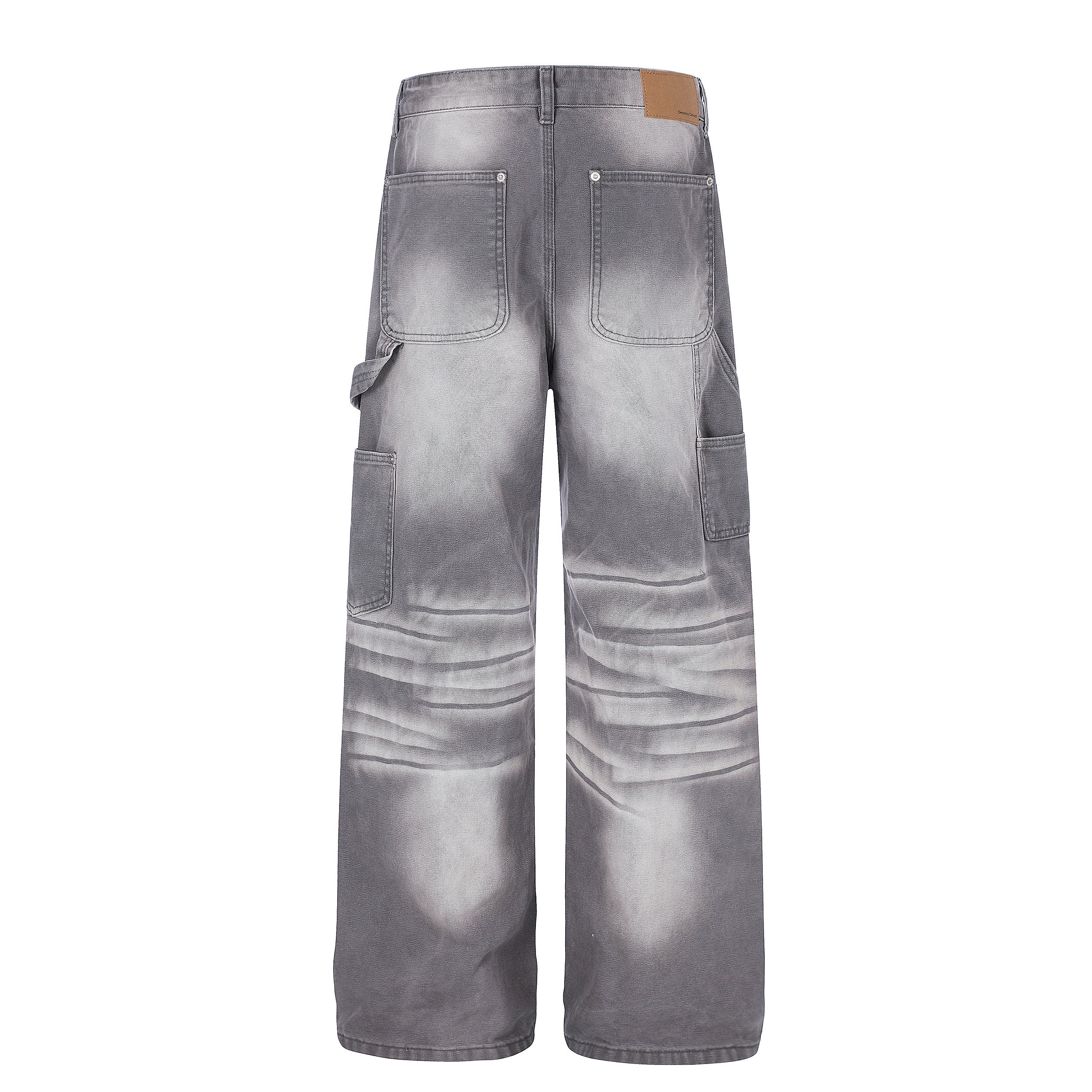 Washed Wrinkle Effect Wide-Leg Denim Jeans | Omirad