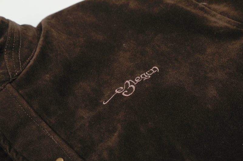 Omirad Embroidered Suede Metal Clasp Bomber Jacket