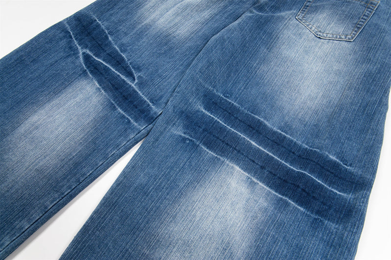 Highlight Fade Curved-Panel Wide-Leg Denim Pants