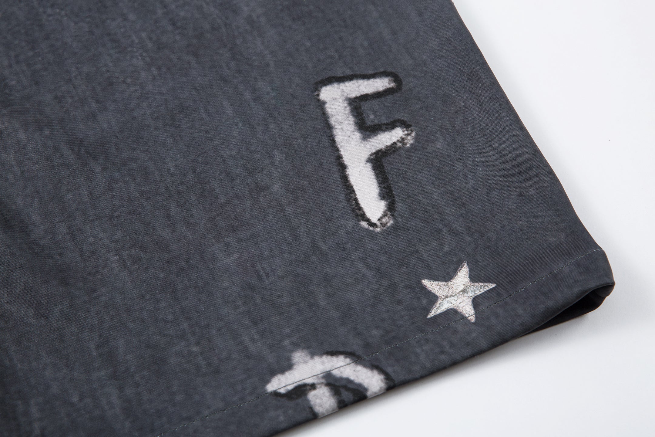 Cat Print Barrel Leg Jeans | Washed Grey Street Art Denim
