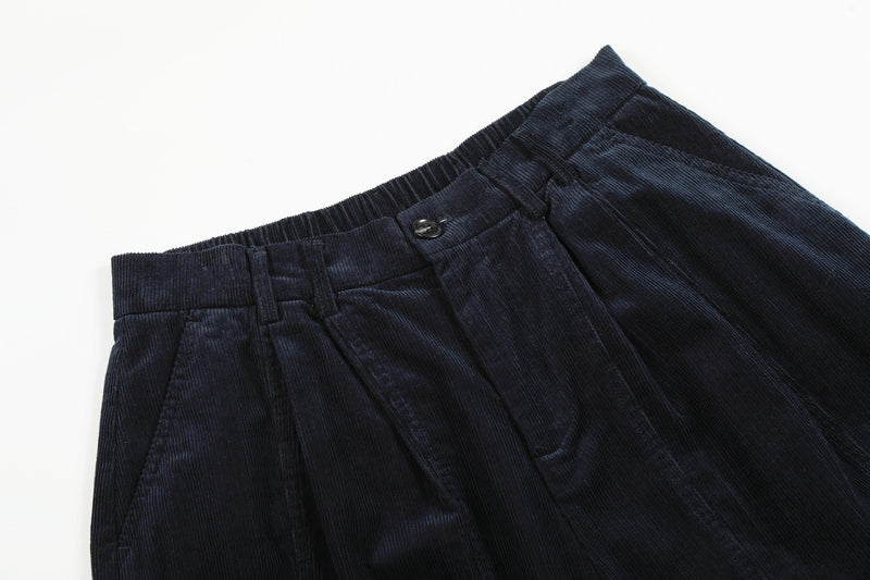 Omirad Wide-Leg Corduroy Pants | 100% Cotton Pleated Trousers