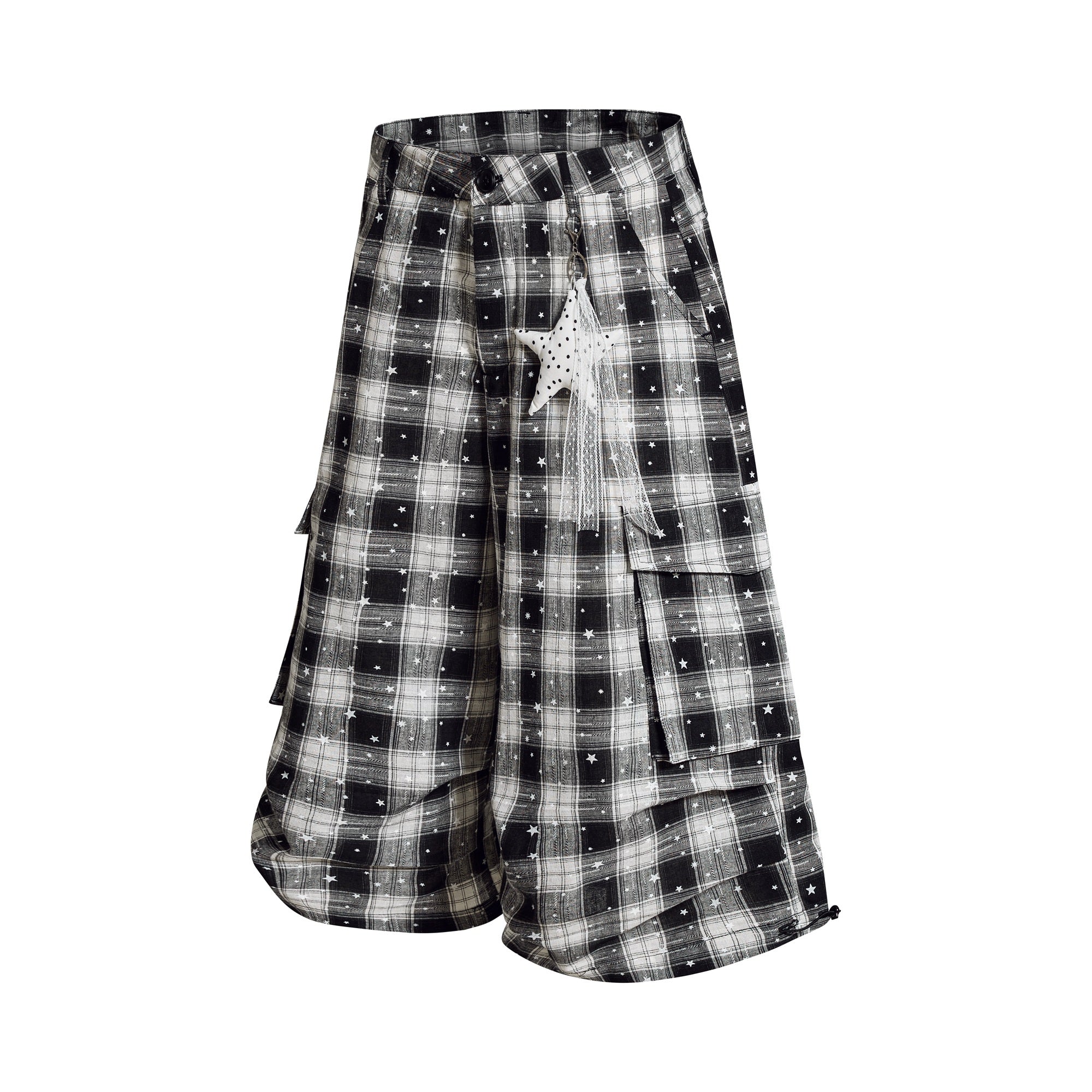 Omirad Plaid Star Cargo Shorts | Y2K Baggy Streetwear