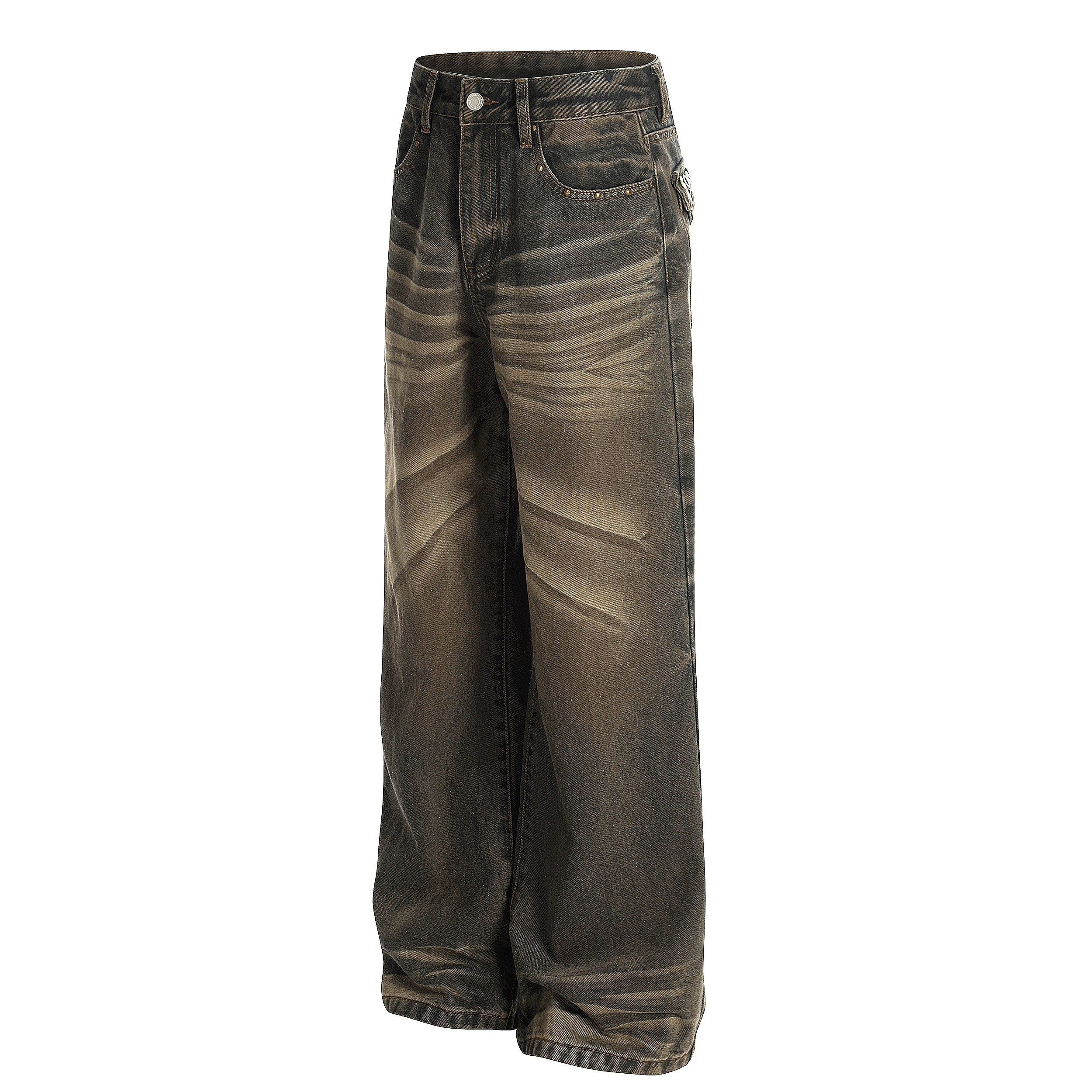 Omirad Retro Fade Wide-Leg Jeans | Vintage Wash Streetwear
