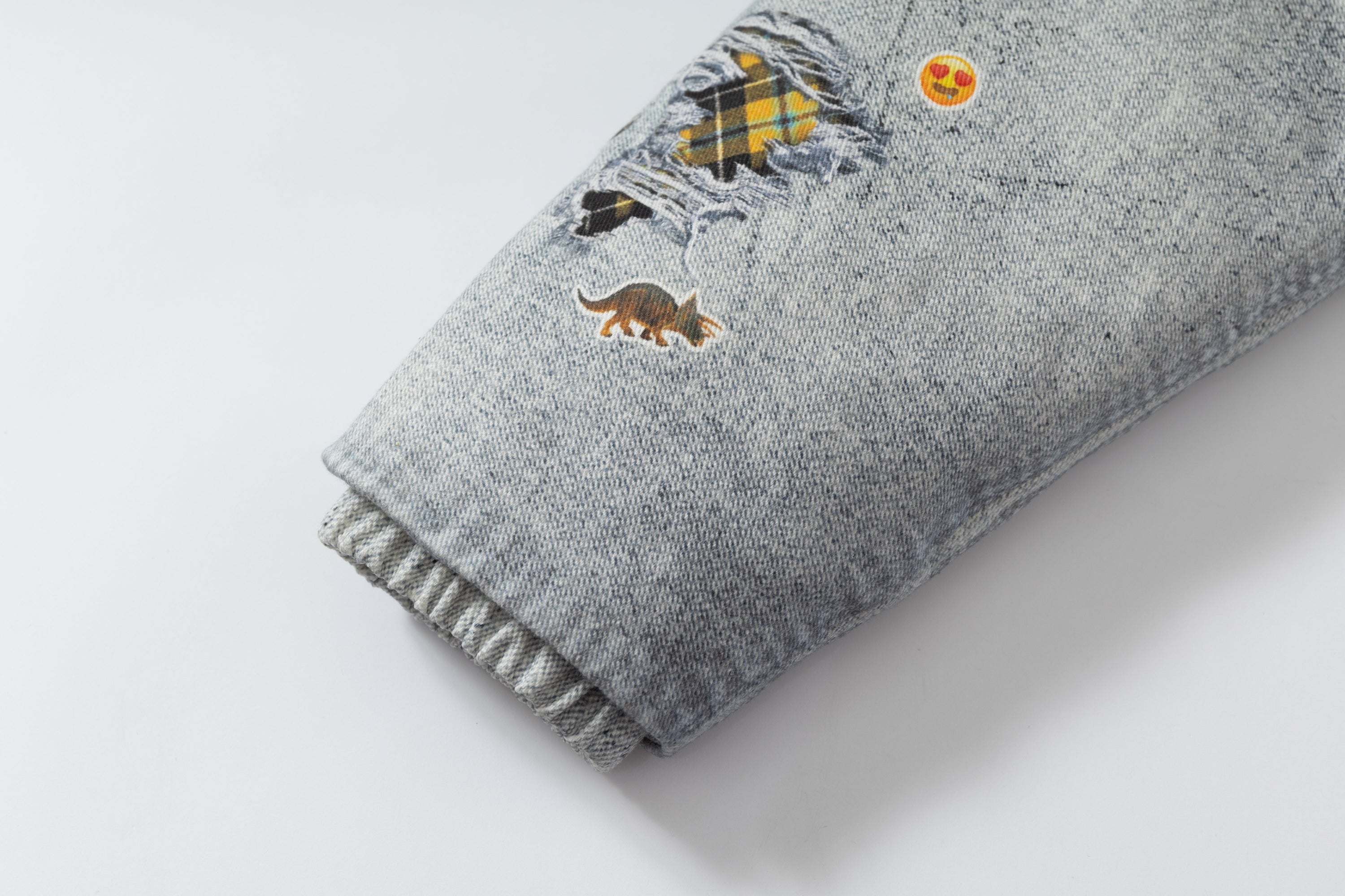 Omirad Patchwork Distressed Denim Puffer Jacket