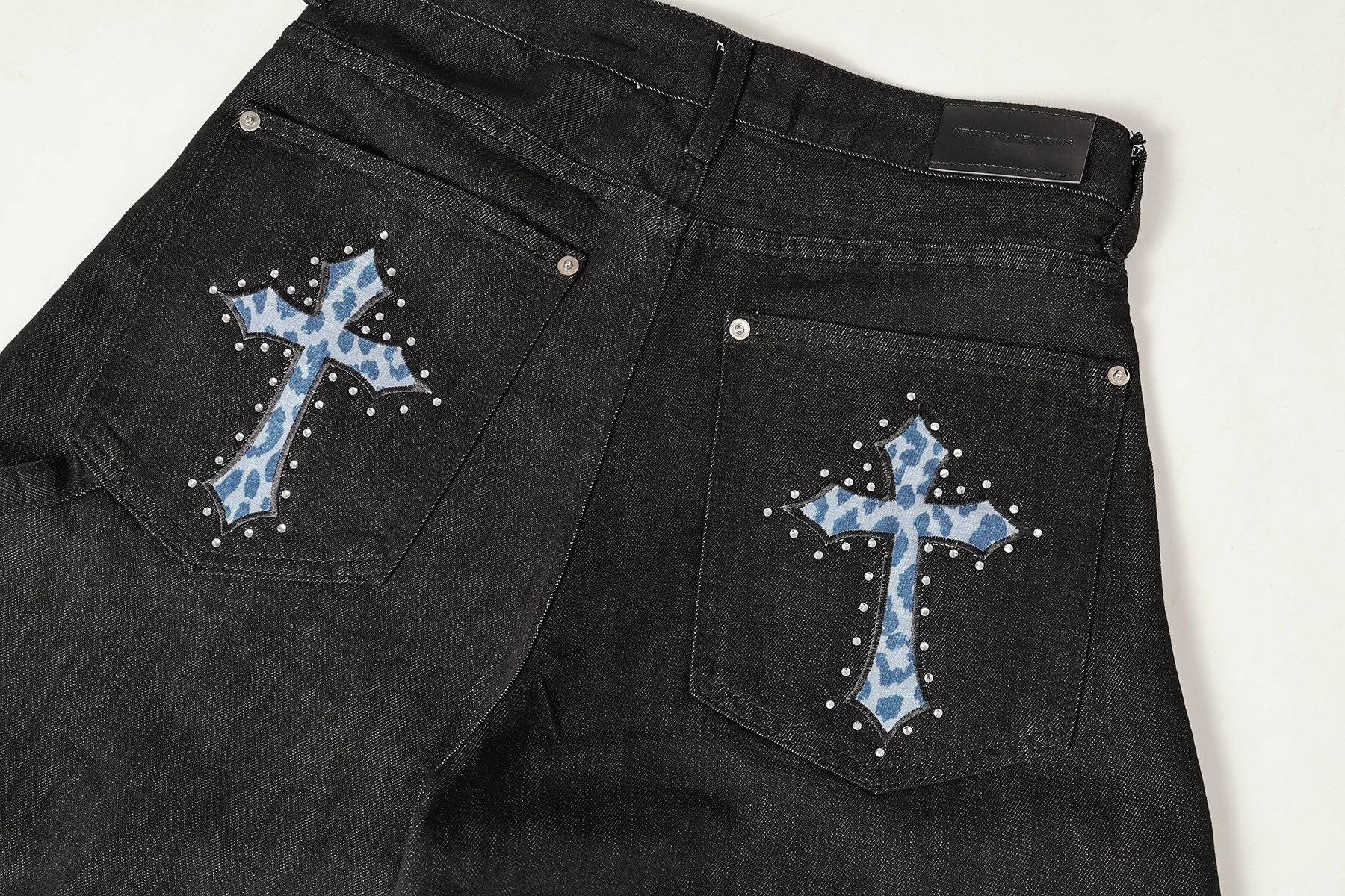 Omirad Cross Pocket Wide-Leg Jeans | Black Denim