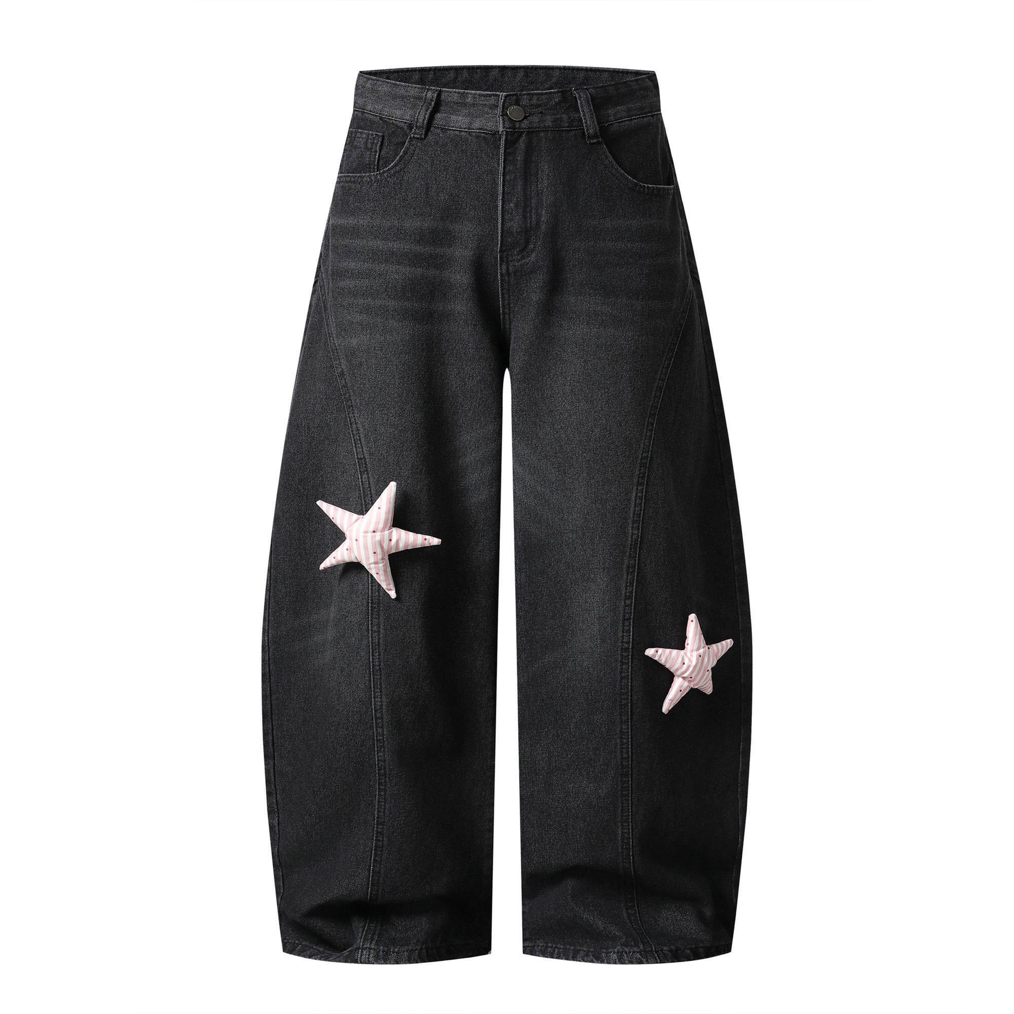 Star Patch Wide-Leg Denim Jeans | Y2K Street Style