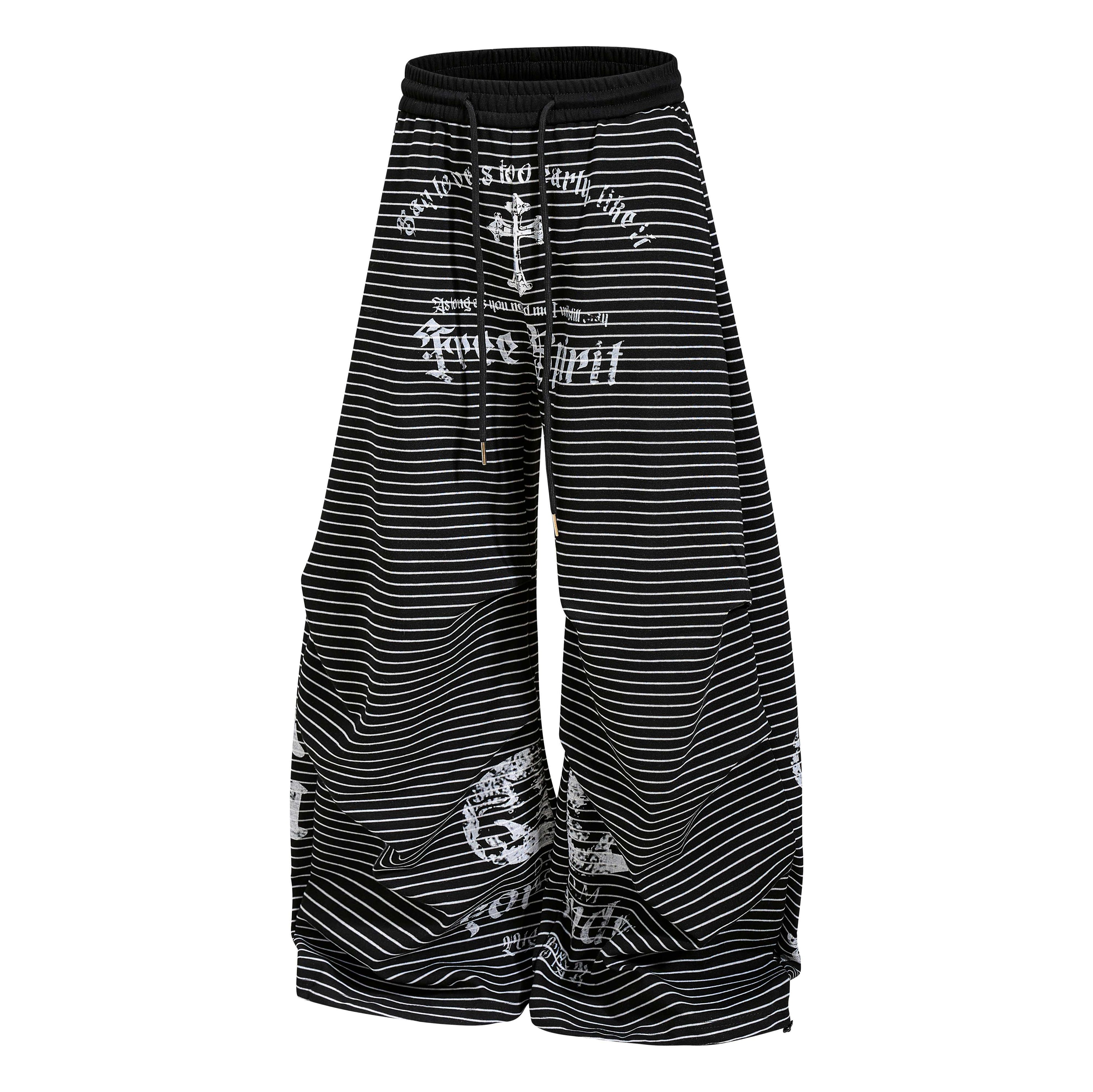 Striped Gothic Draped Wide-Leg Pants | Free Spirit Print