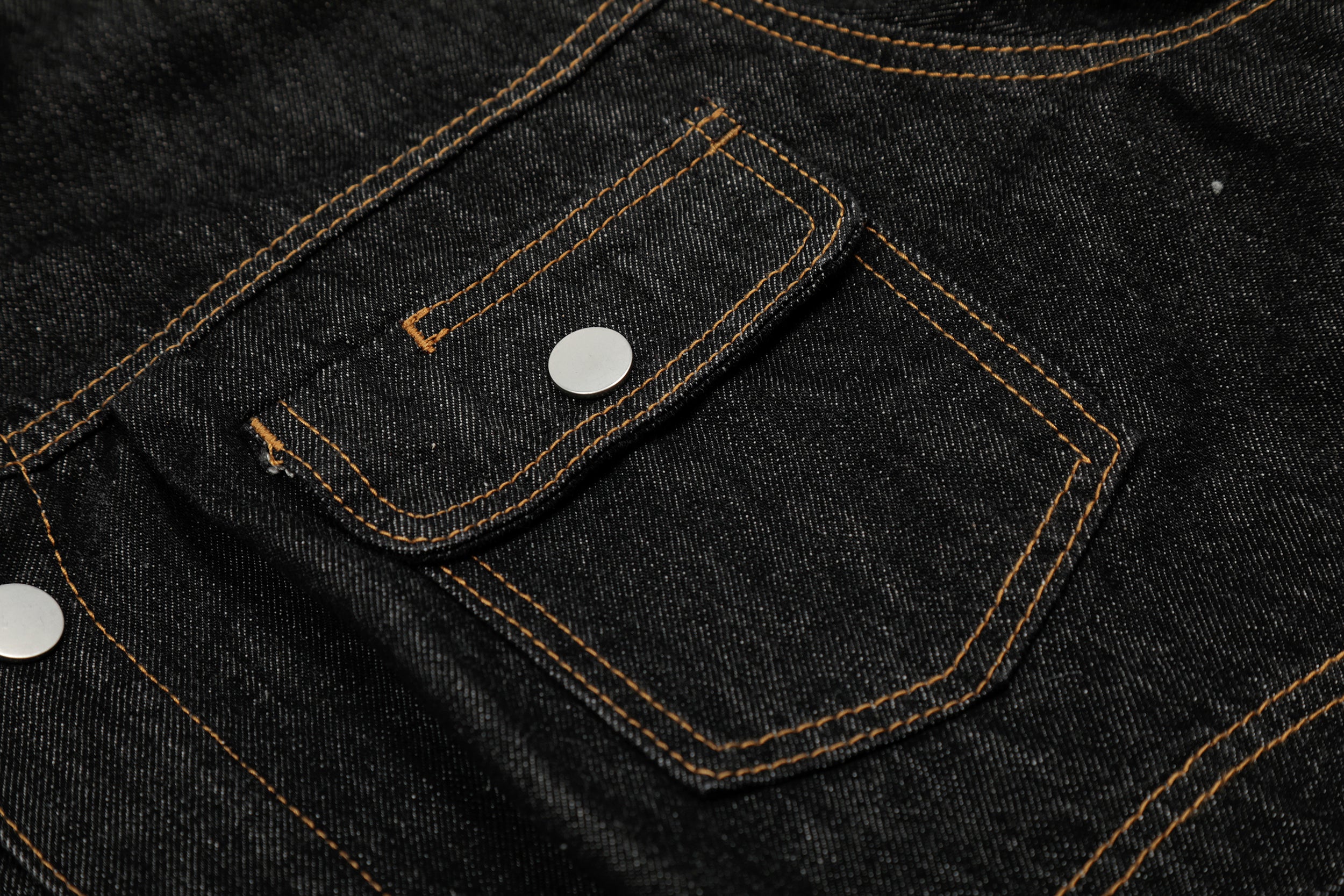 Omirad Raw Black Cropped Denim Jacket | Contrast Stitch