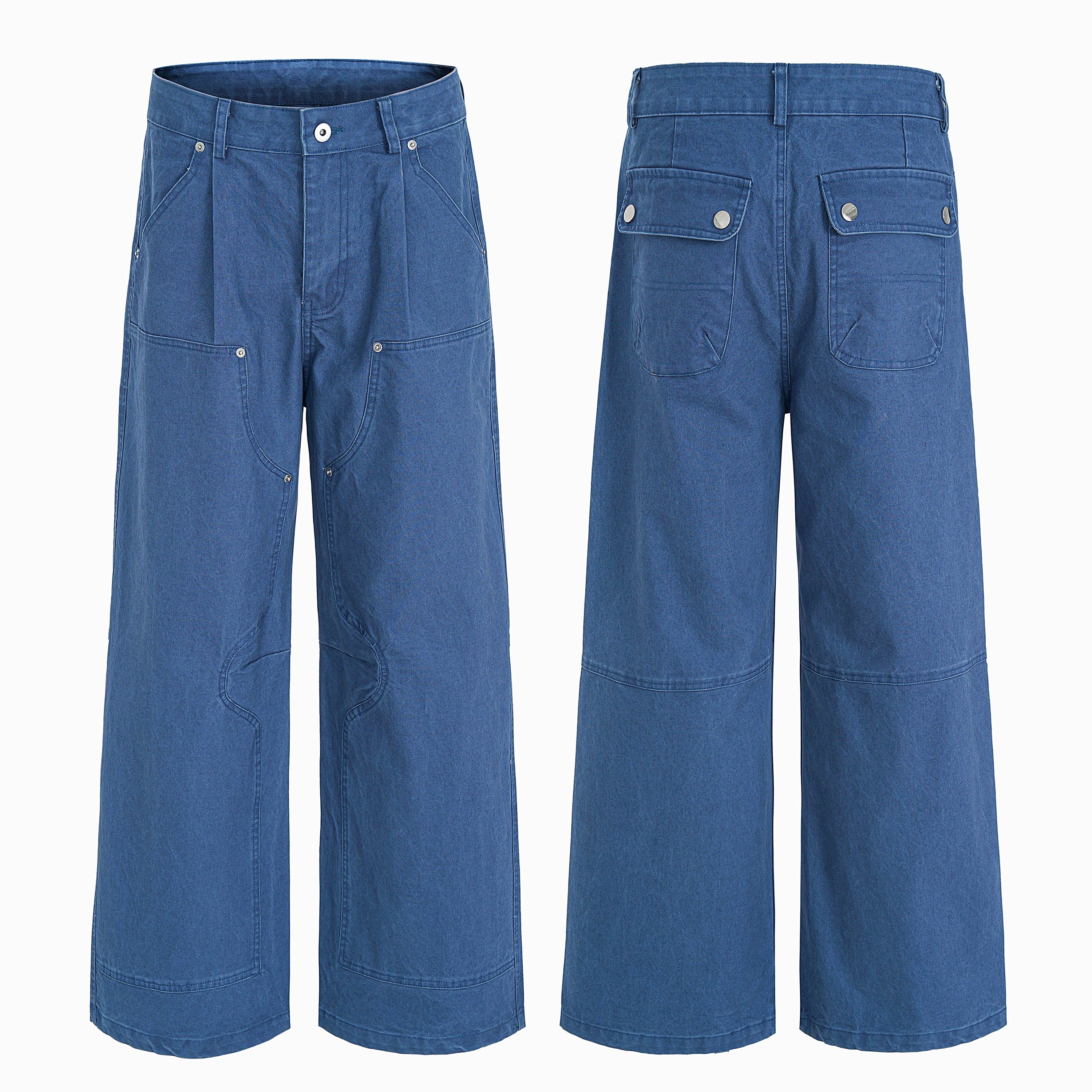 Utility Panel Wide-Leg Denim Pants | Workwear Streetwear