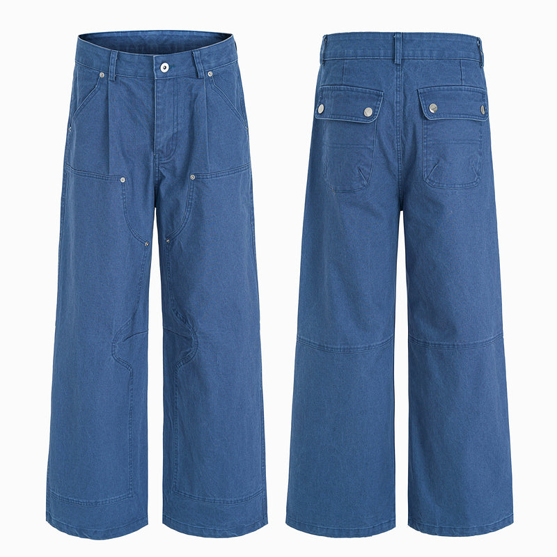 Utility Panel Wide-Leg Denim Pants | Workwear Streetwear