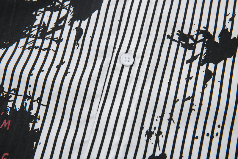 Ink-Splash Layered Stripe Shirt | Streetwear Graffiti Graphic