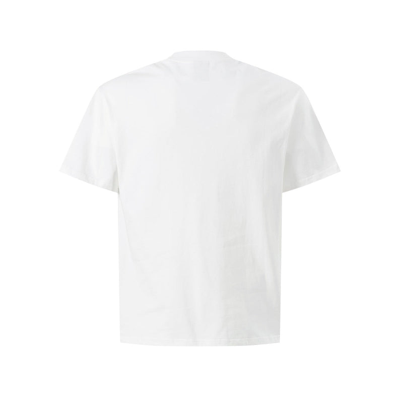 White short sleeve graphic tee with a clean back view and vintage comic-inspired Unus Club Dead World design context