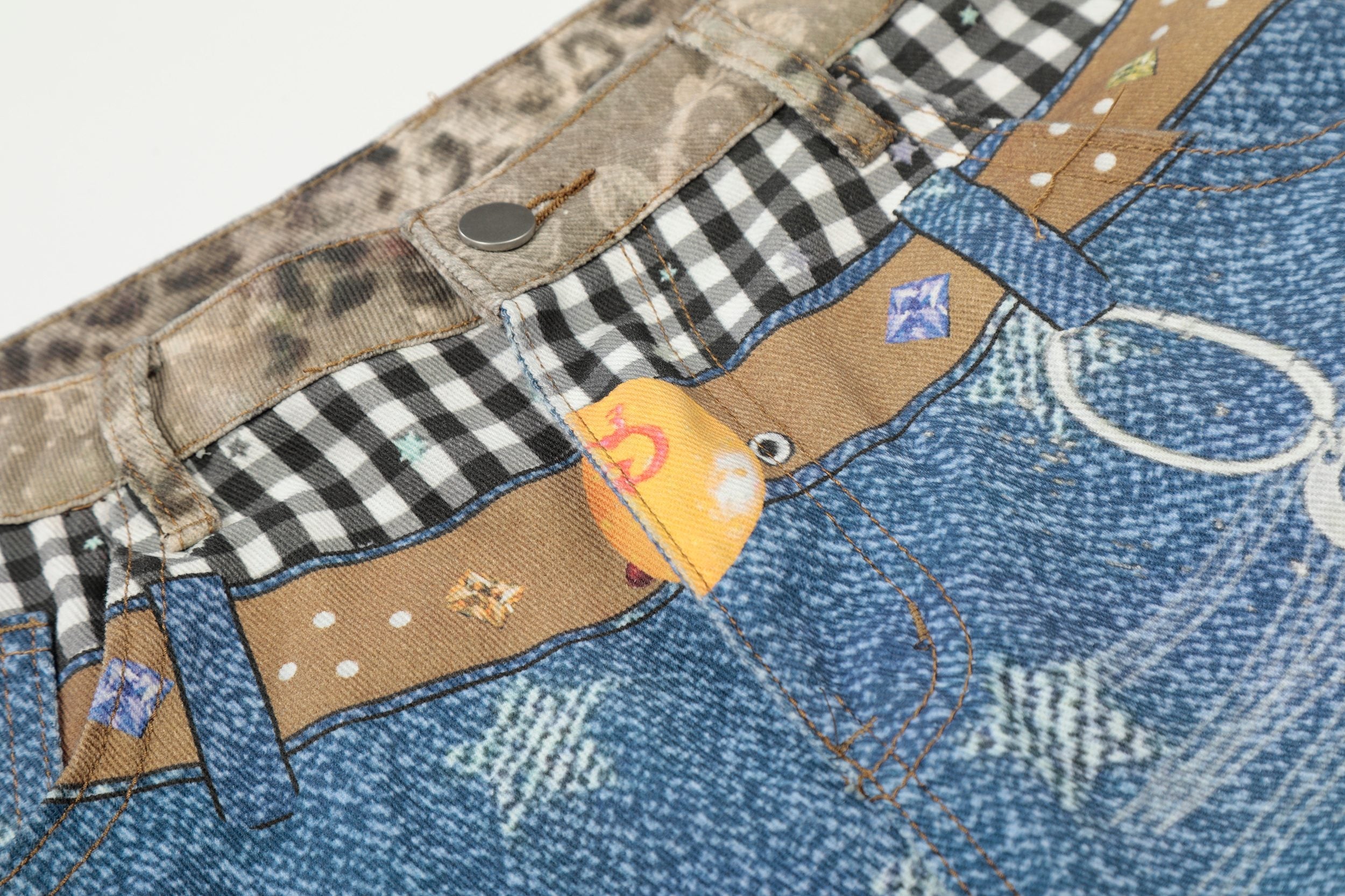 Omirad Vintage Patchwork Star-Wash Denim Shorts | Streetwear