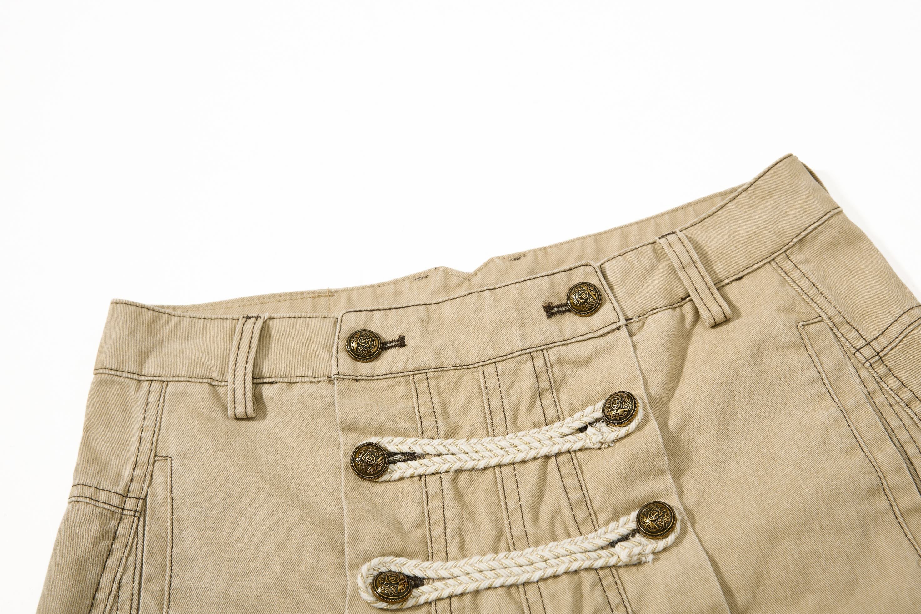 Military Rope Wide-Leg Pants | 100% Cotton Streetwear