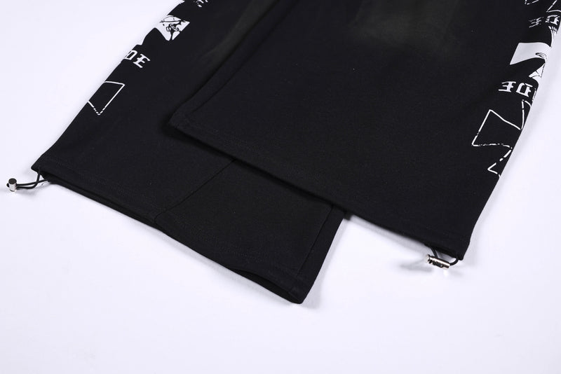 Omirad Gothic Script Wide-Leg Sweatpants | Streetwear