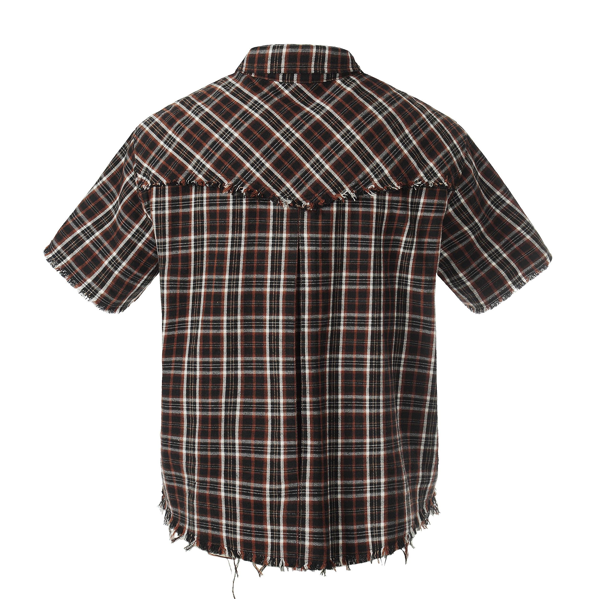 Distressed Plaid Short Sleeve Shirt | Raw Edge Streetwear