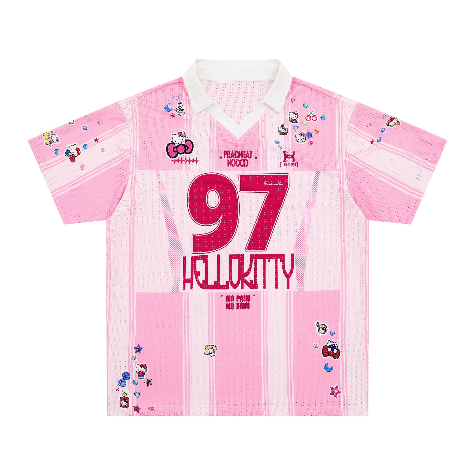 Hello Kitty Varsity Mesh Jersey | Striped Athletic Street Top