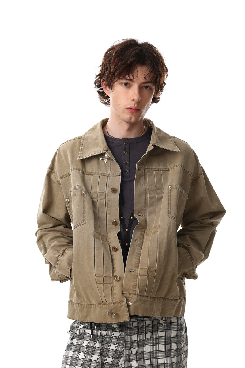 Omirad Washed Denim Jacket | Metal Clasp Streetwear Jacket