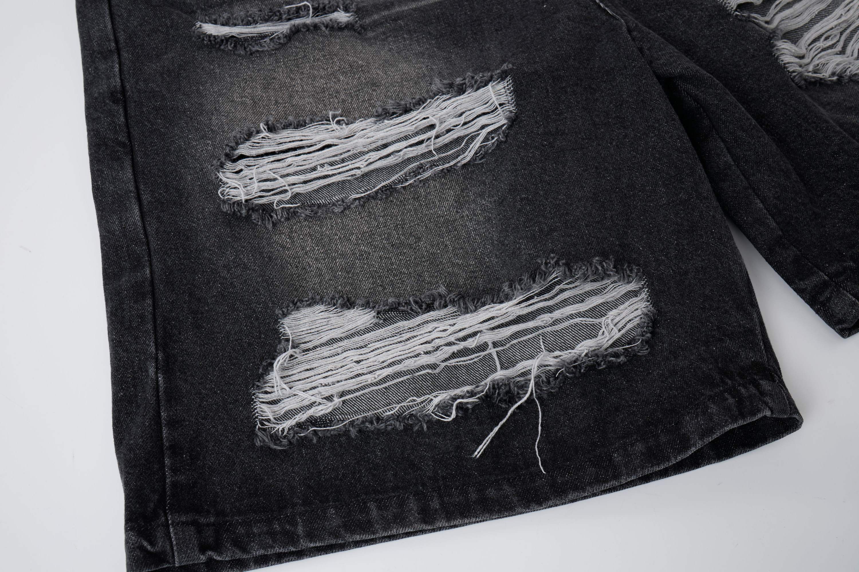 Distressed Layered Waistband Denim Shorts | Streetwear