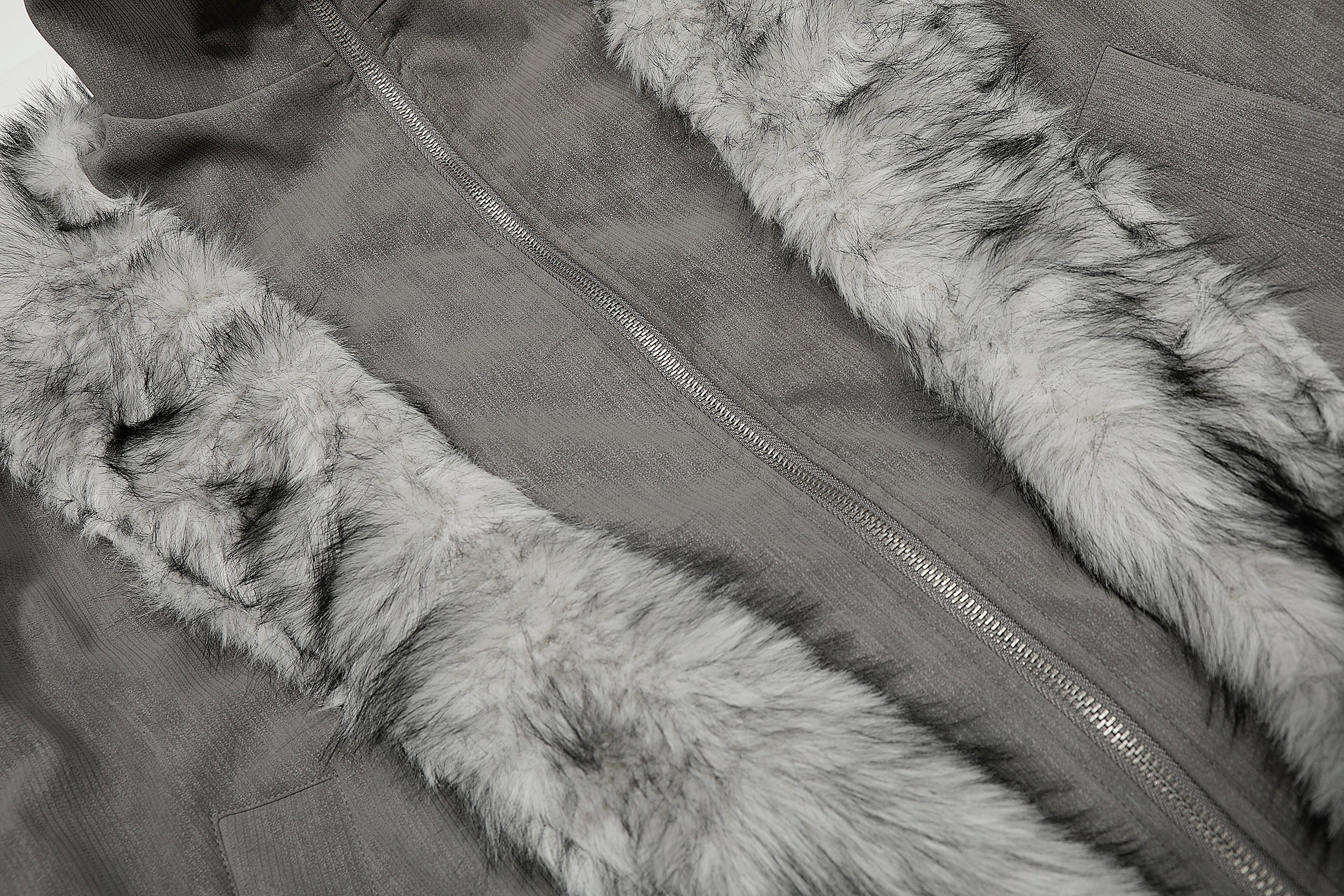 Faux Fur Trim High-Neck Bomber Jacket | Streetwear