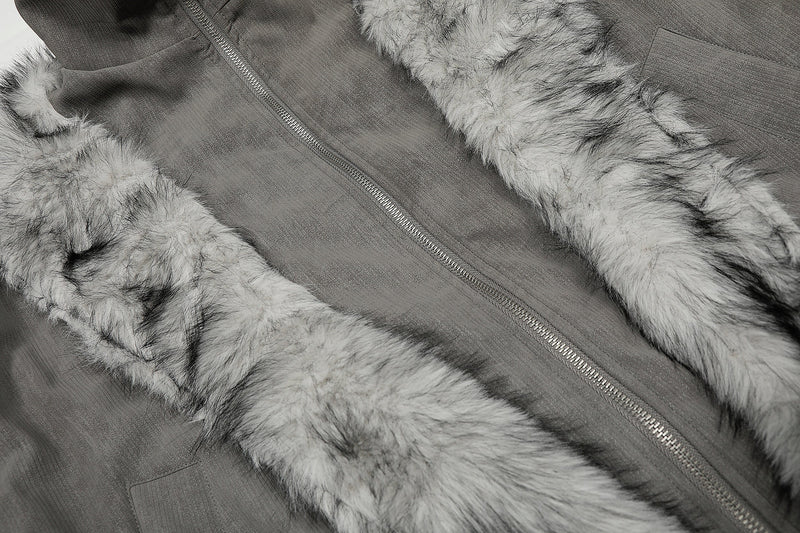 Faux Fur Trim High-Neck Bomber Jacket | Streetwear