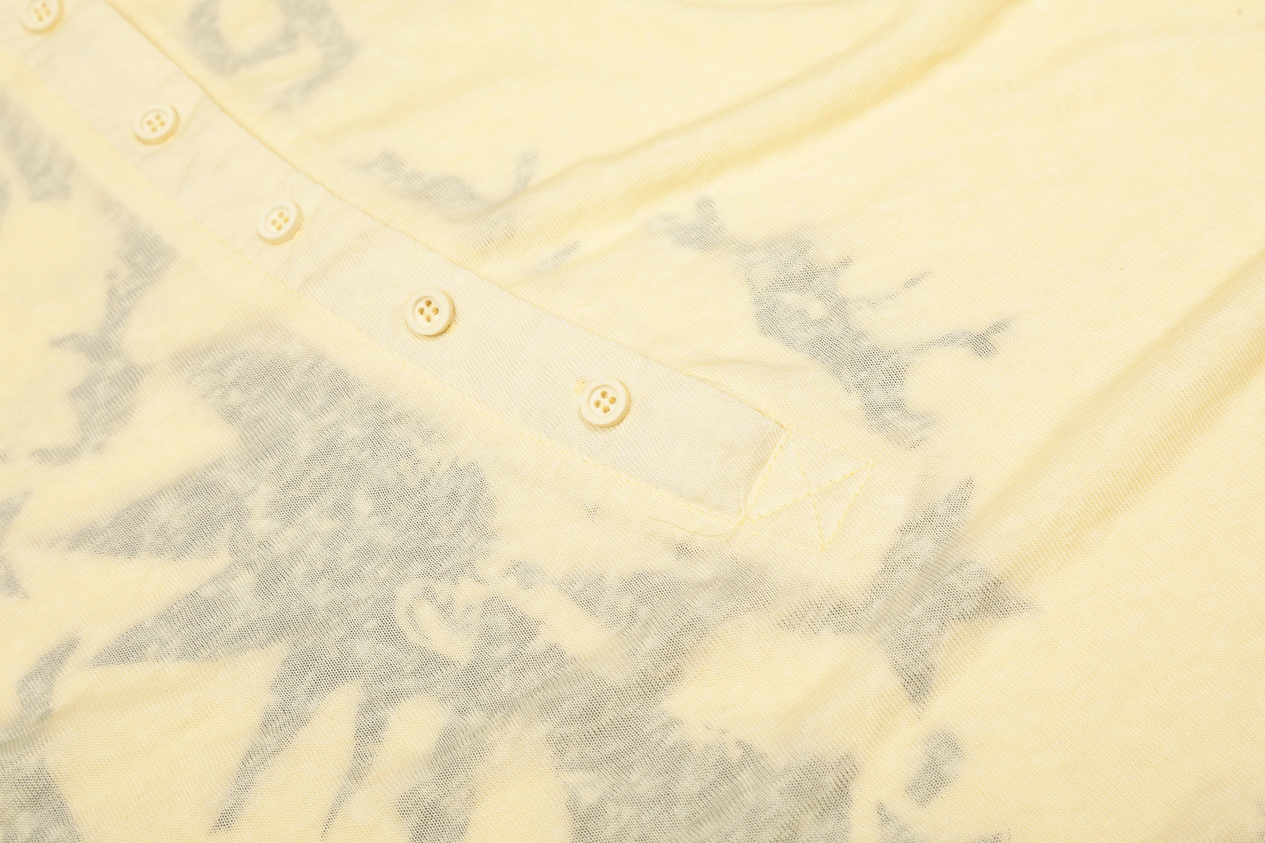 Graphic Long Sleeve Henley Tee | Faded Print Cotton Shirt