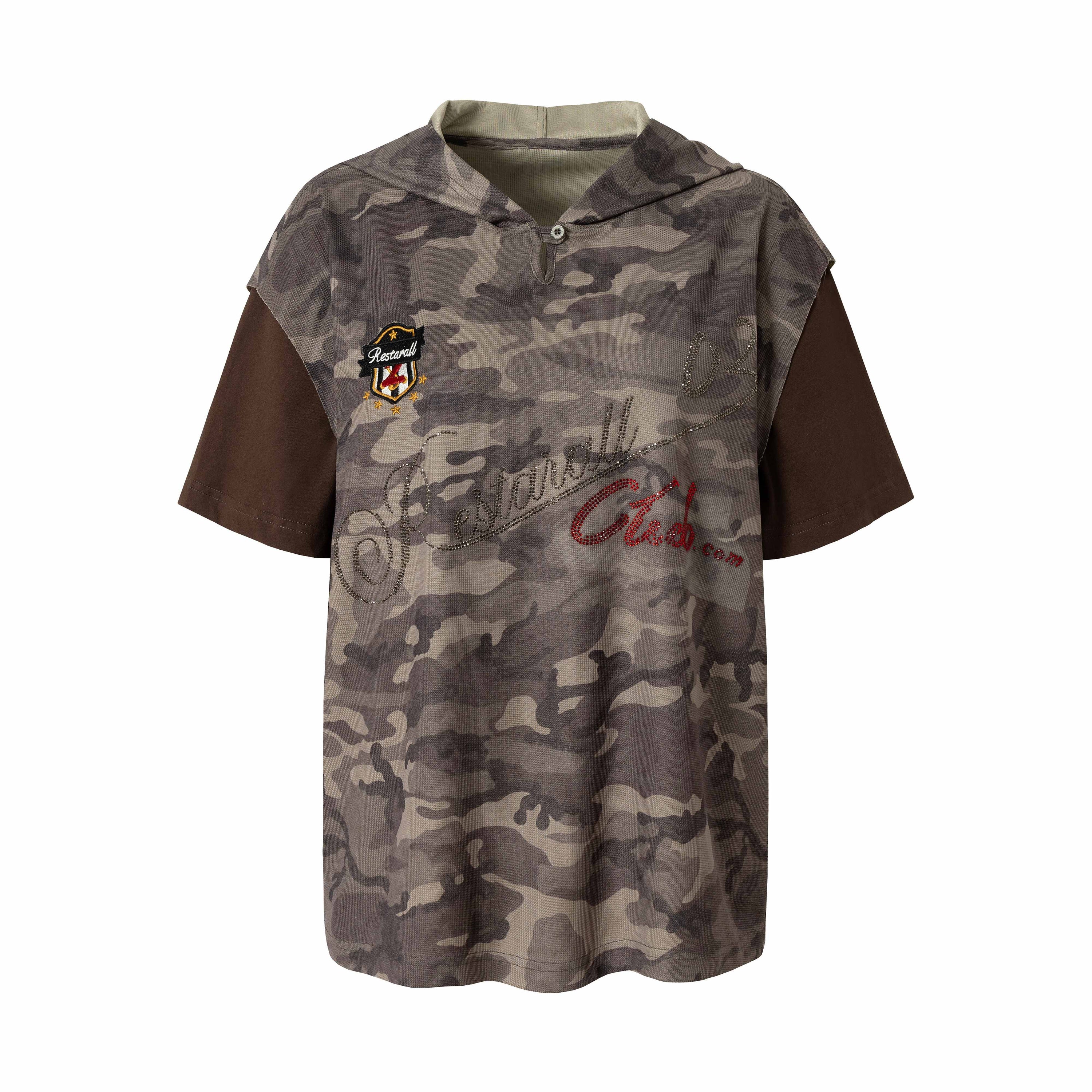 Camo Hooded Short-Sleeve Tee | Y2K Streetwear Oversized Fit
