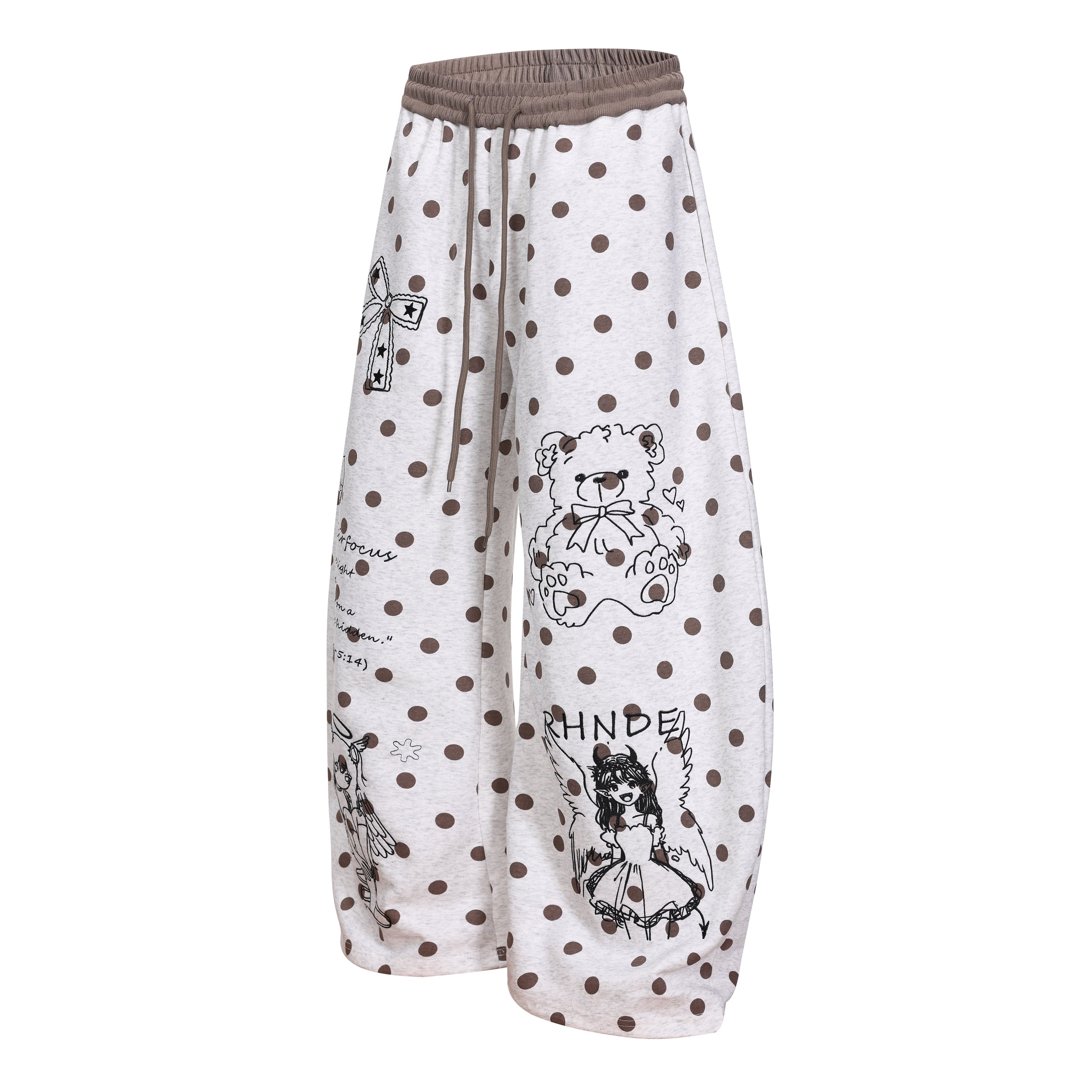 Y2K Graphic Polka Dot Wide-Leg Sweatpants | Omirad
