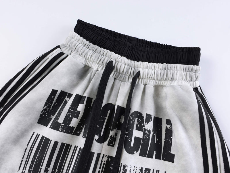 Barcode Graphic Wide-Leg Sweatpants | Streetwear Joggers