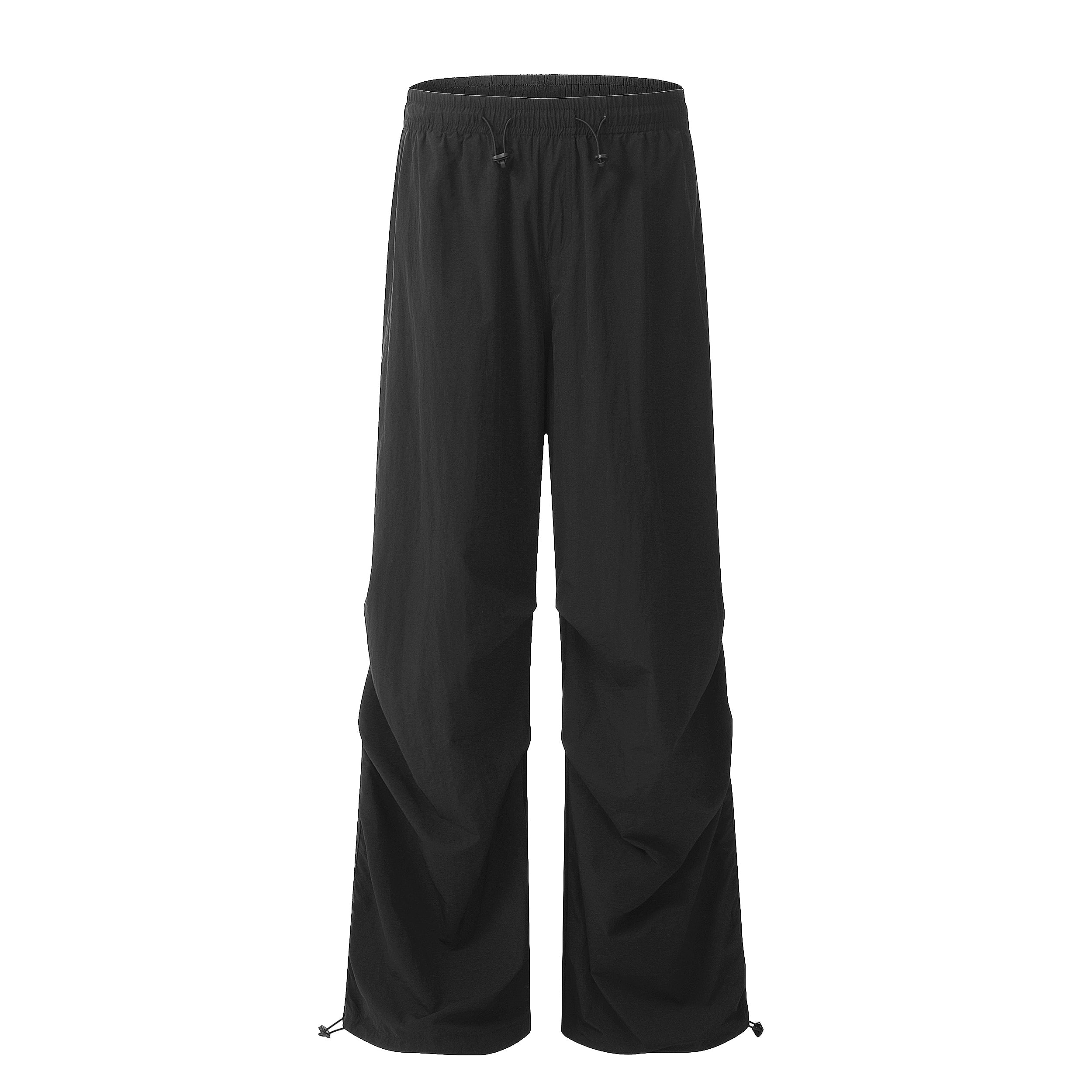 Lightweight Nylon Drawstring Parachute Pants | Wide Leg