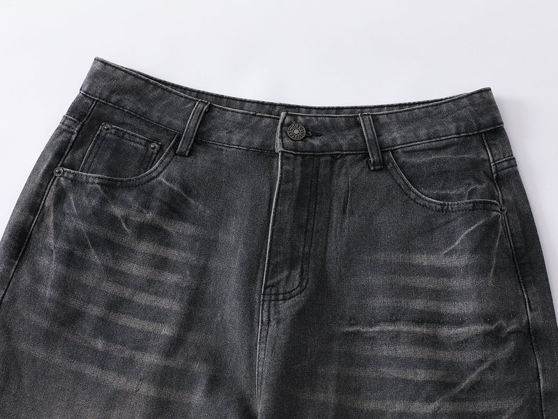 Omirad Full-Whisker Washed Wide-Leg Denim Pants
