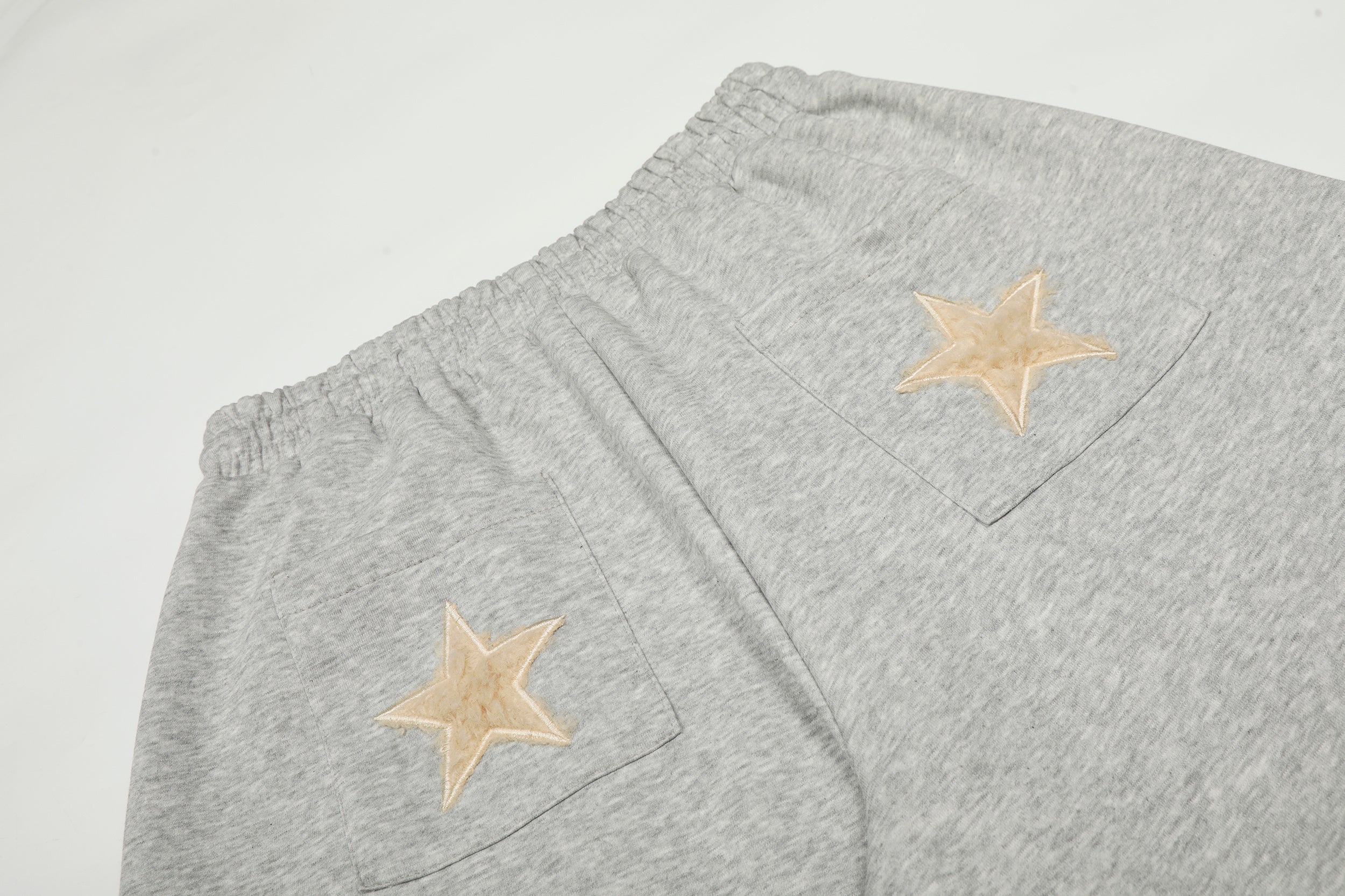 Fuzzy Star Appliqué Wide-Leg Sweatpants | Happy Ronteng
