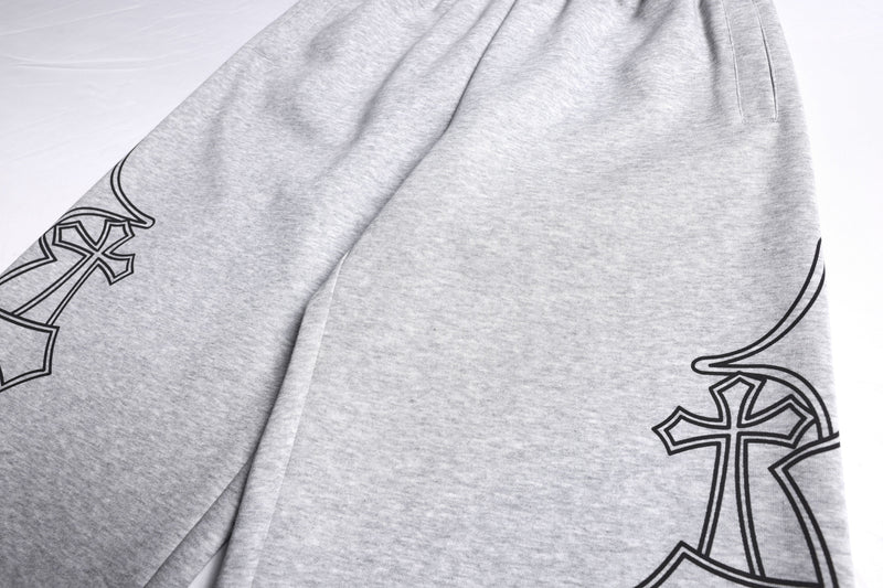 Gothic Outline Wide-Leg Sweatpants | Streetwear Joggers