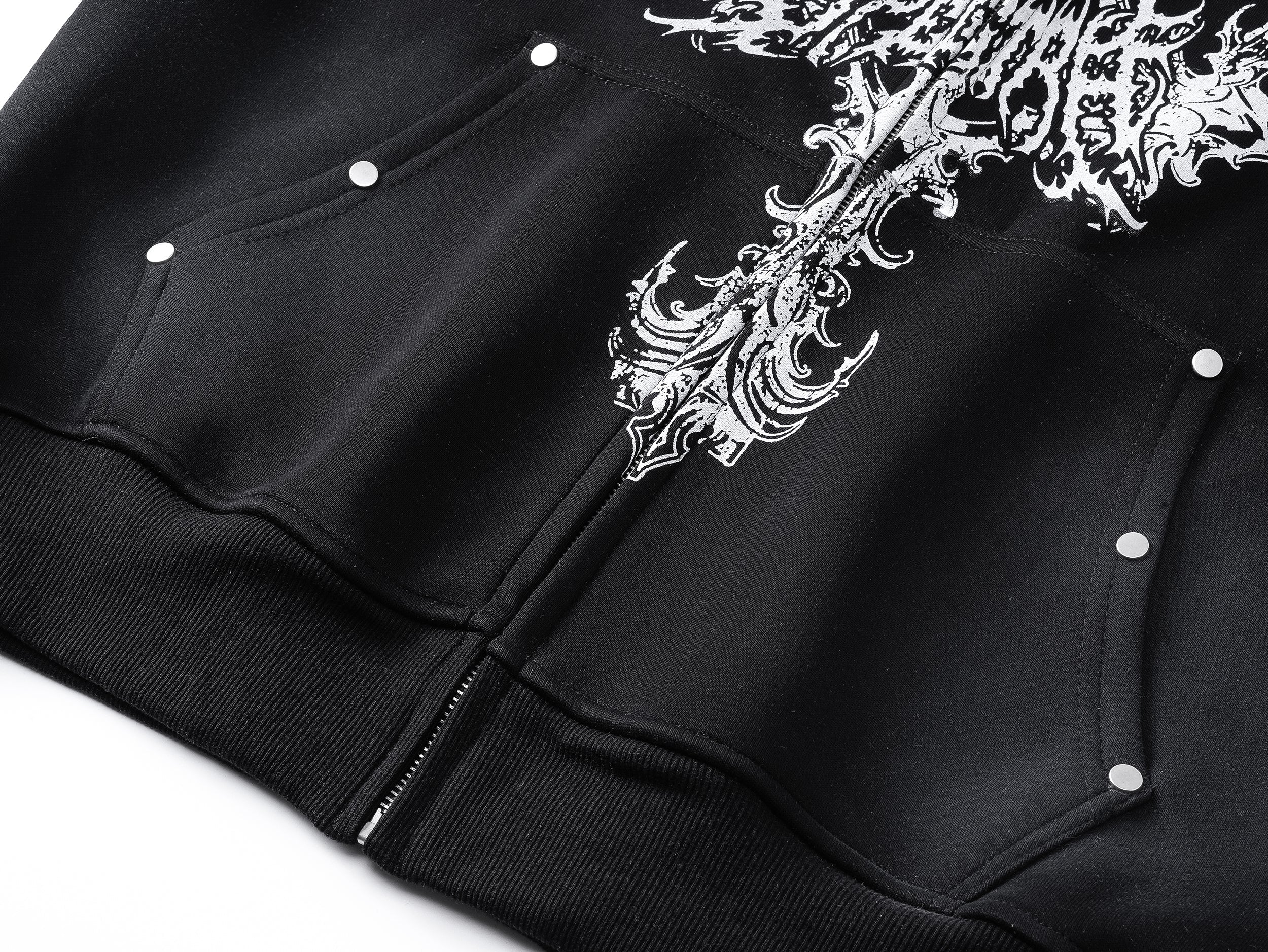 Gothic Cross Zip Hoodie | Oversized Streetwear Hoodie